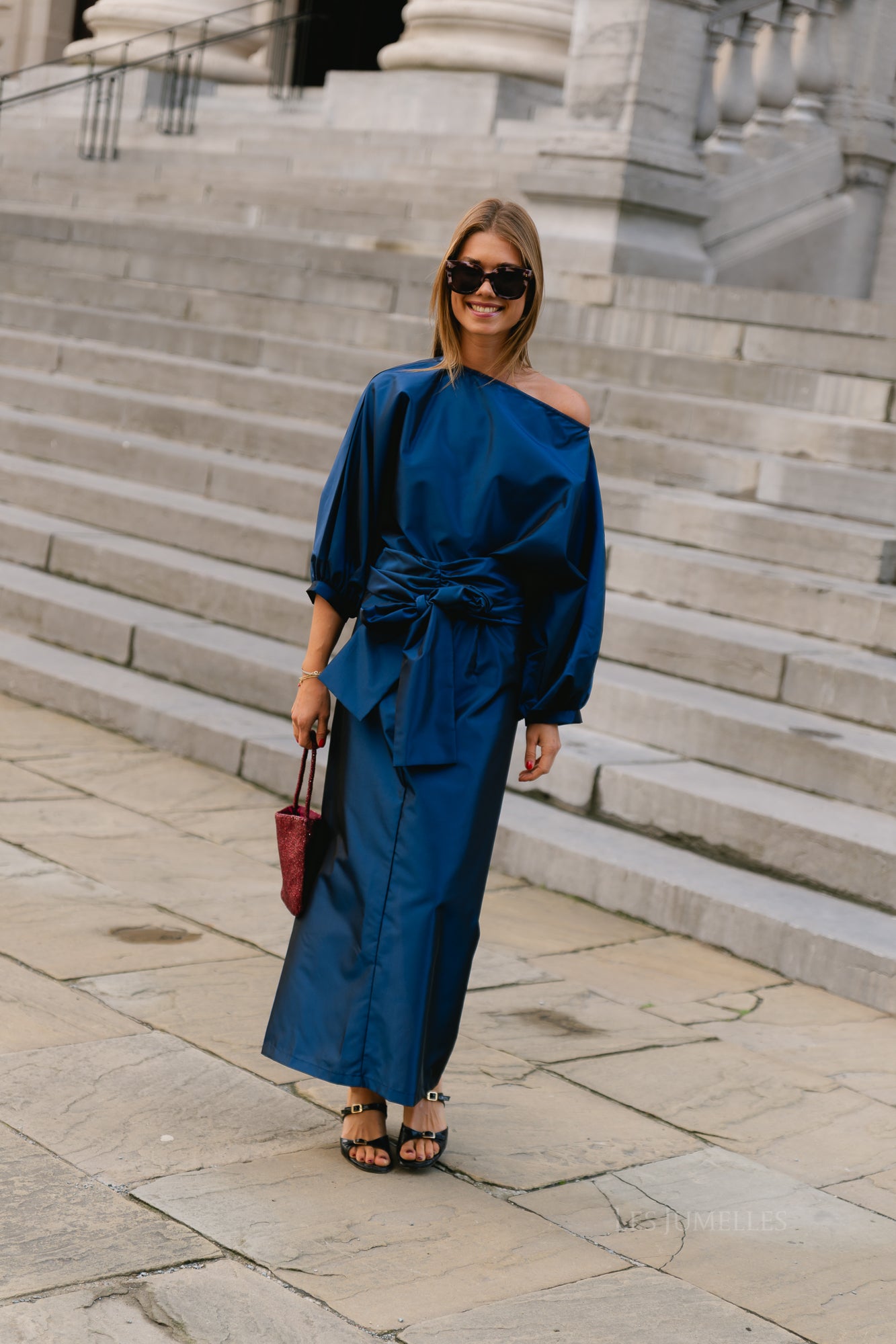 Sutton tied maxi skirt navy