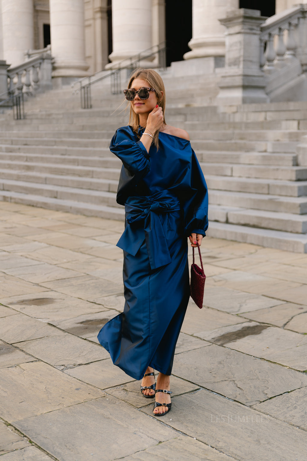 Sutton tied maxi skirt navy