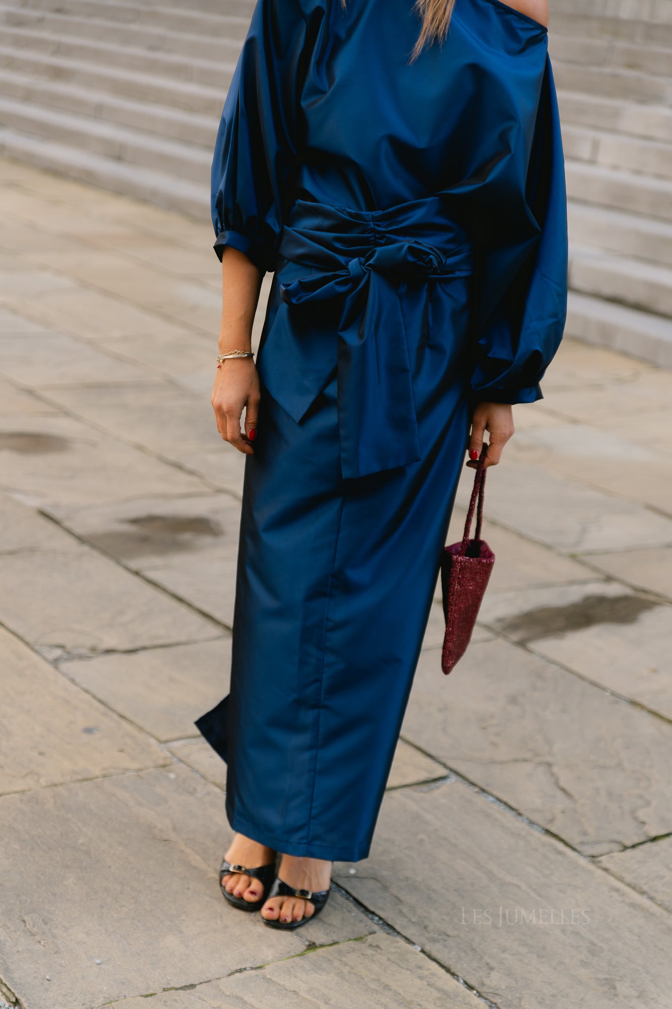 Sutton tied maxi skirt navy