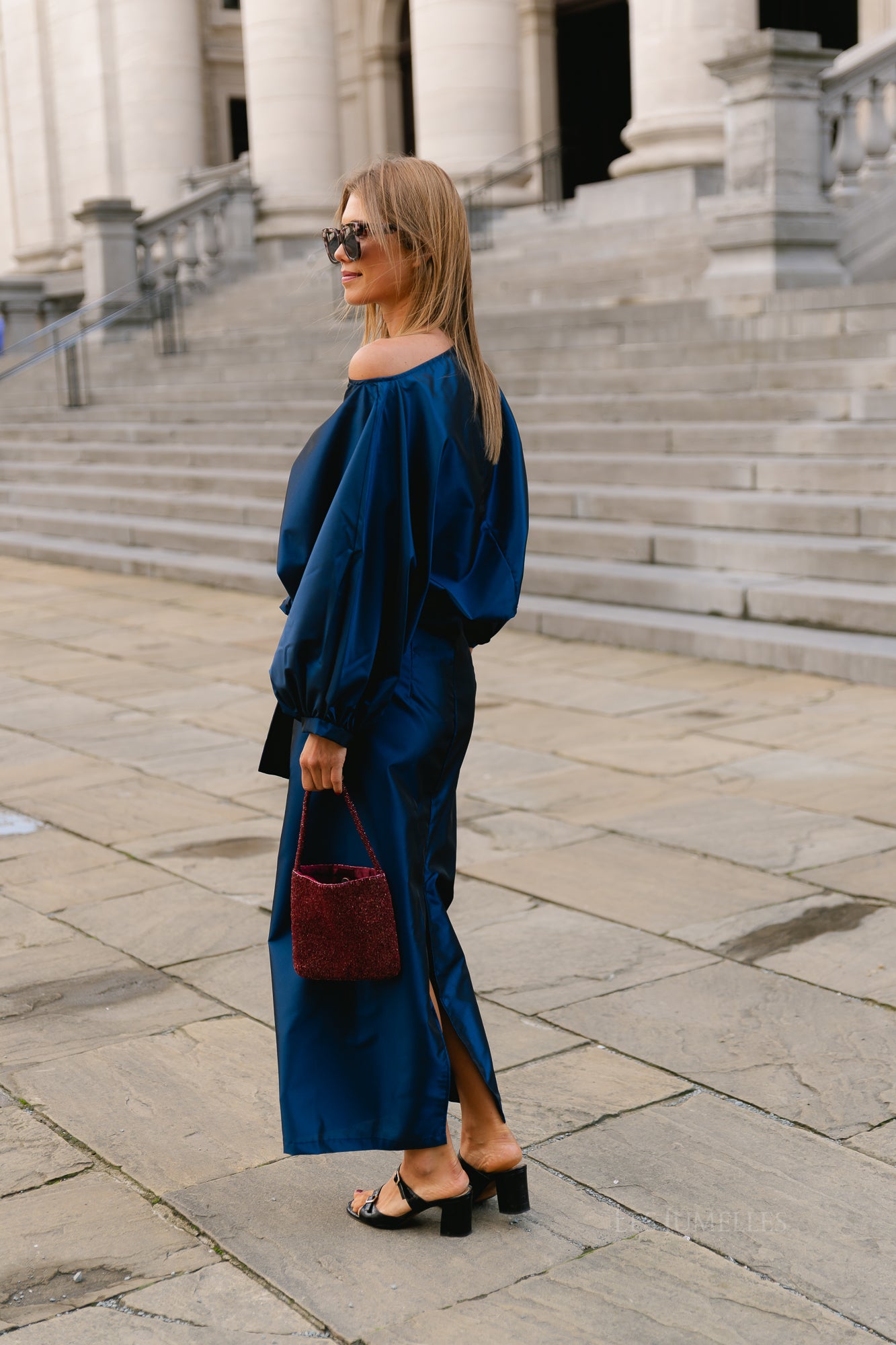 Sutton tied maxi skirt navy