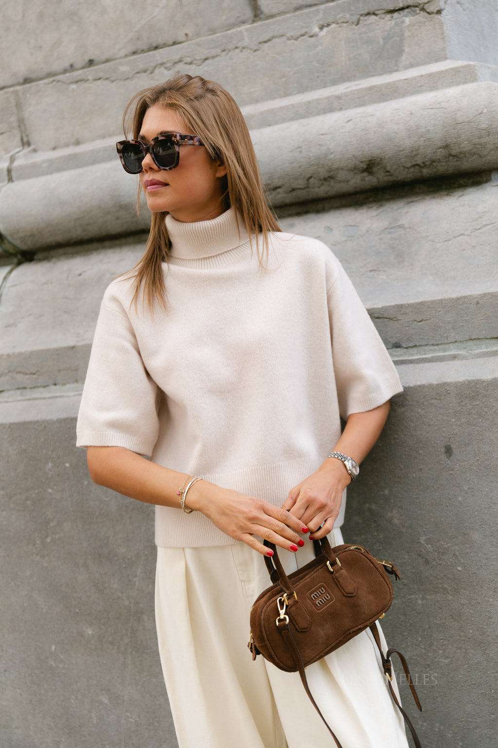 YASEmila 2/4 roll neck knit pullover sandshell