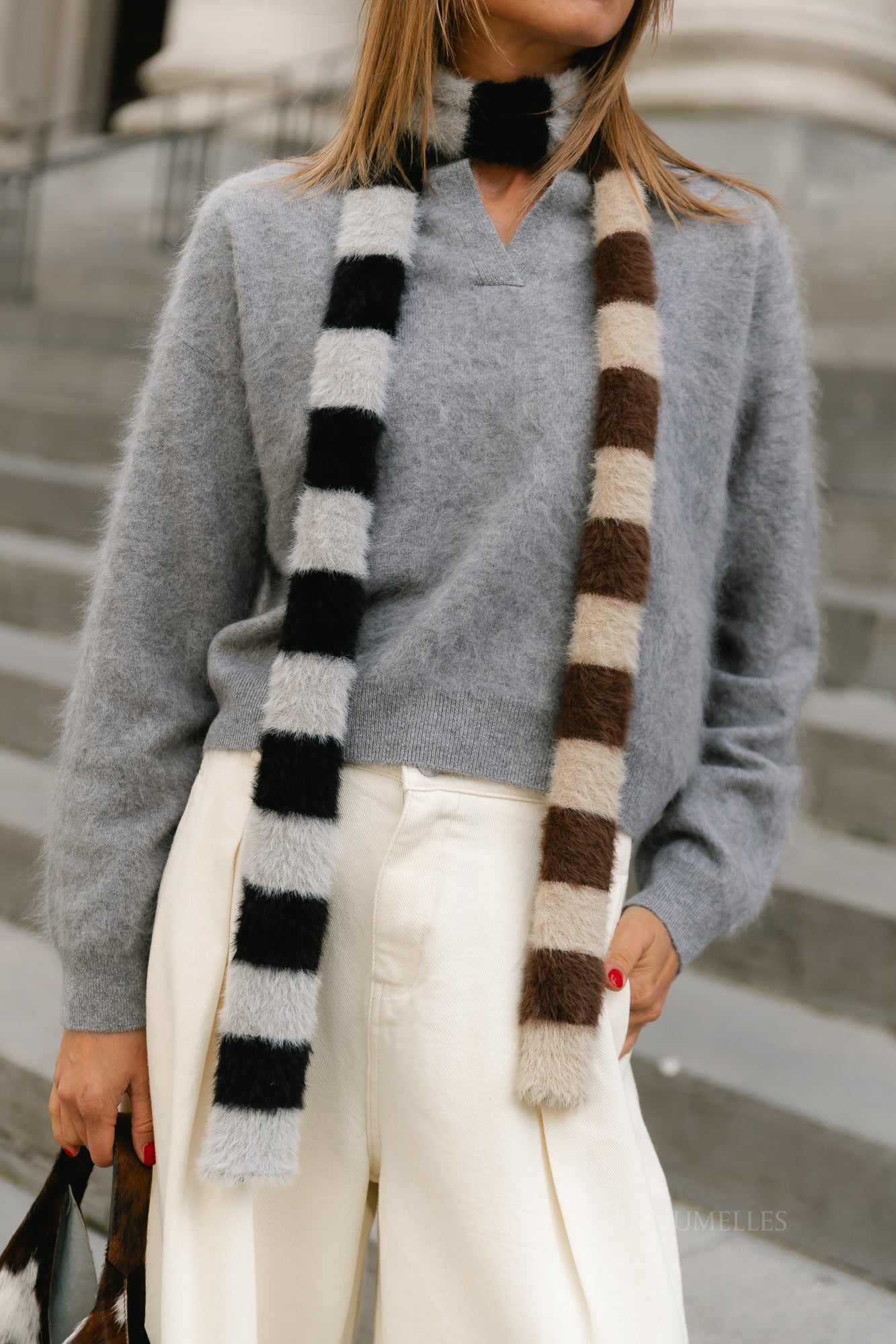 PCAvera narrow scarf black/greige