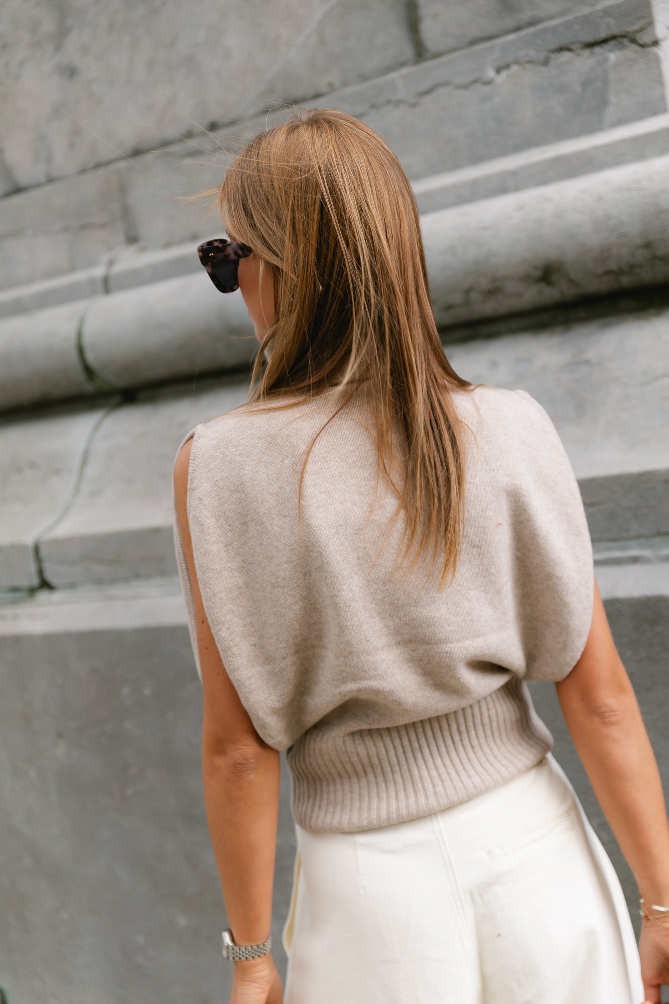ROUCleo roll neck knit vest pelican