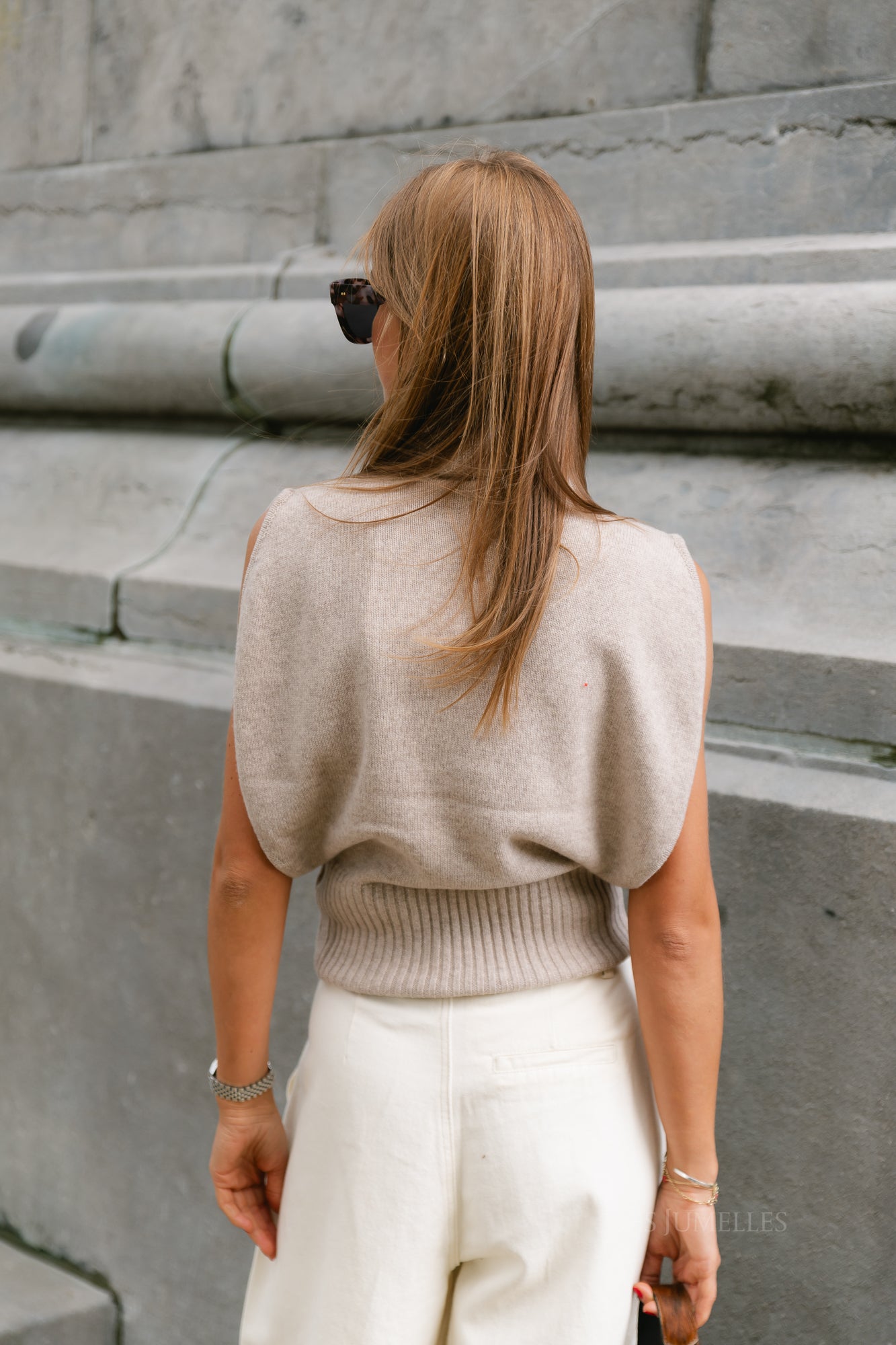 ROUCleo roll neck knit vest pelican