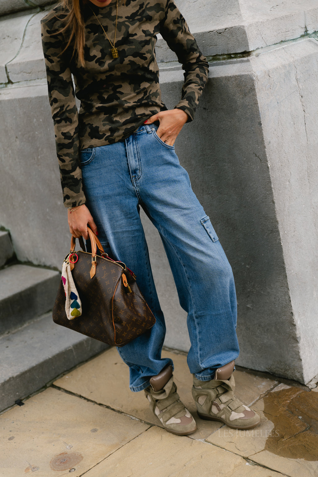 Romane cargo jeans medium blue