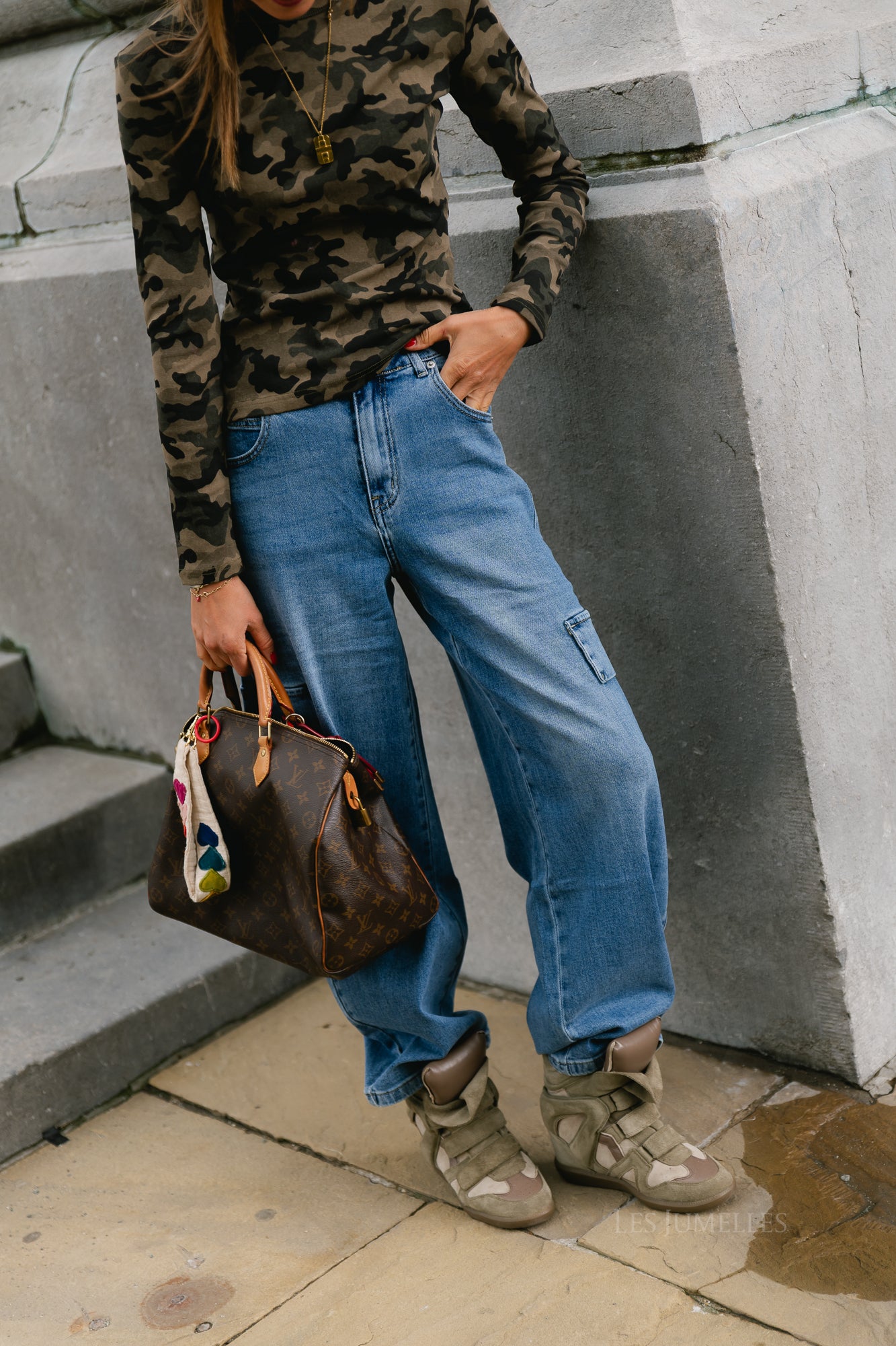 Romane cargo jeans medium blue
