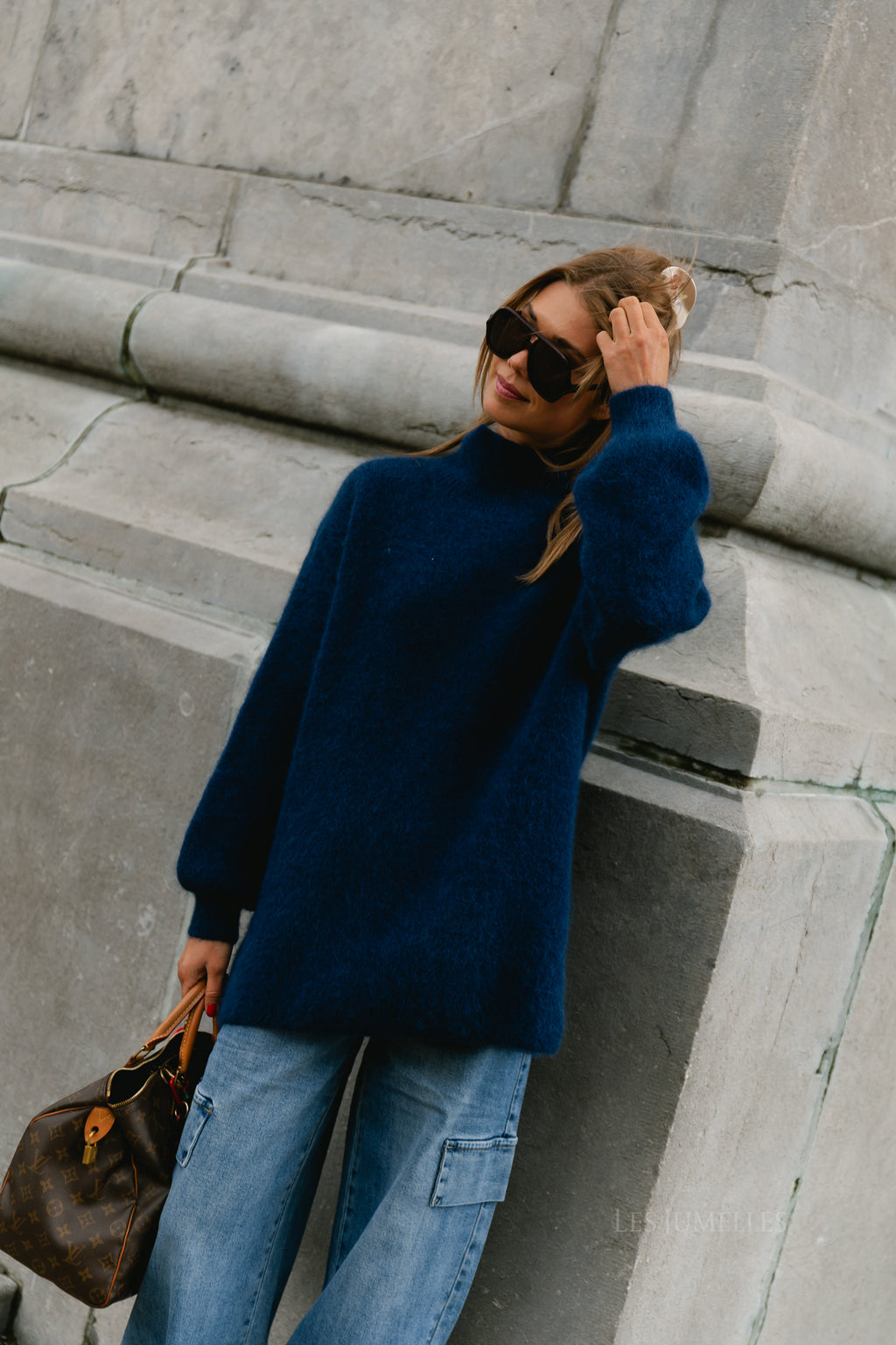 Annabelle LS knitted jumper marine blue