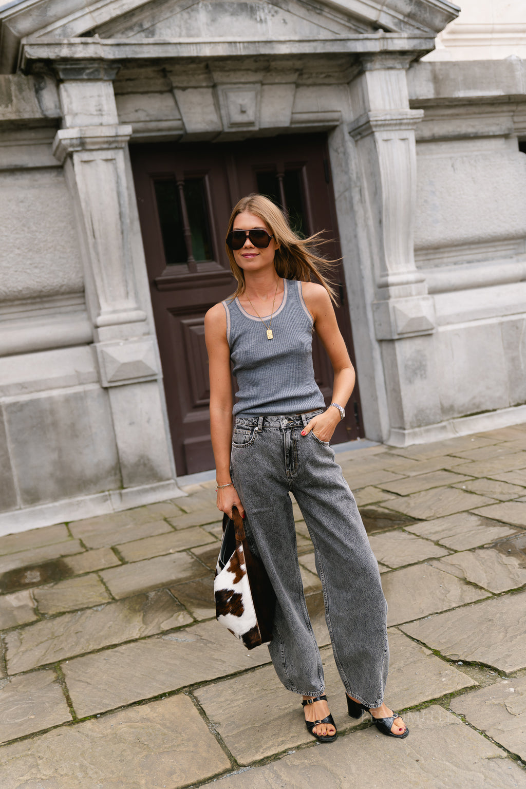 ROUNola knitted tank top dark grey melange