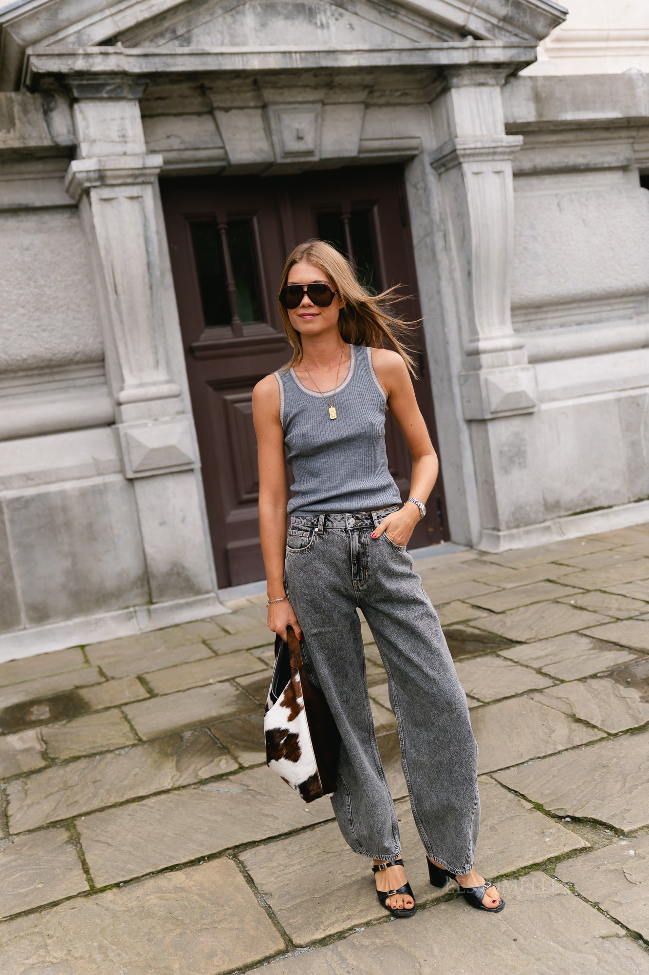 ROUNola knitted tank top dark grey melange