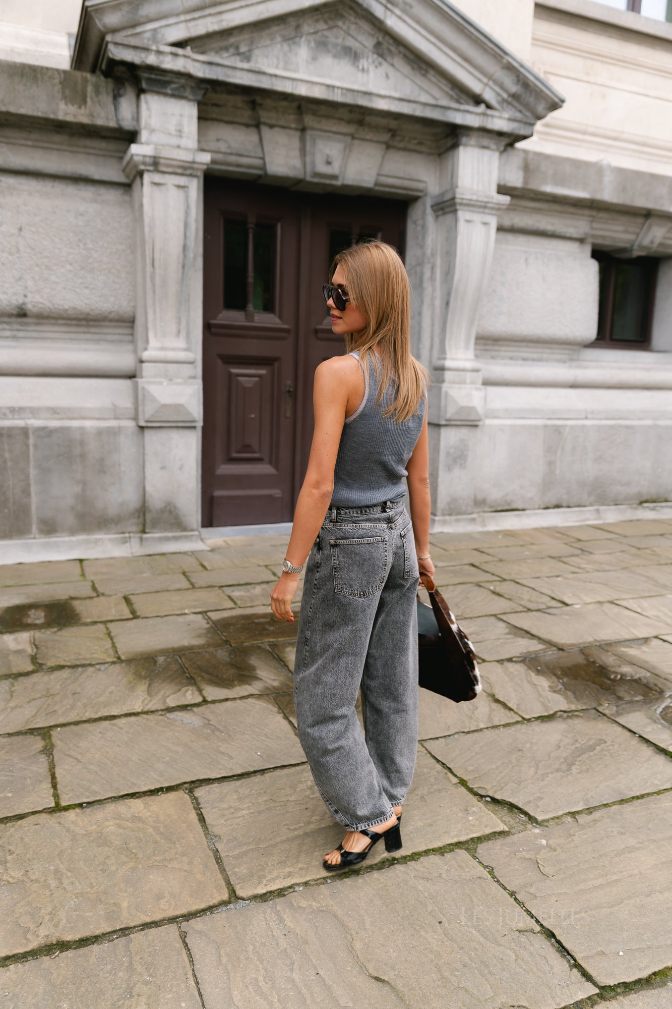 ROUNola knitted tank top dark grey melange