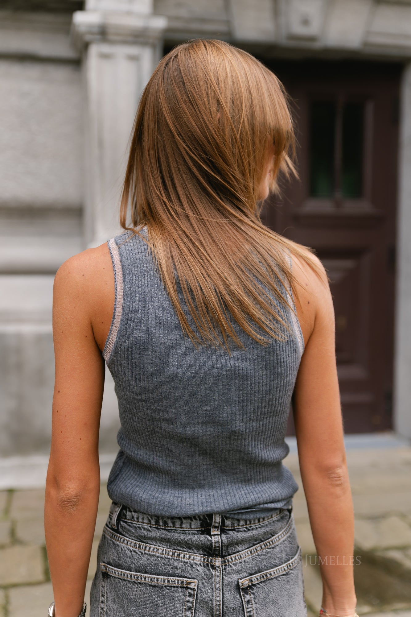 ROUNola knitted tank top dark grey melange