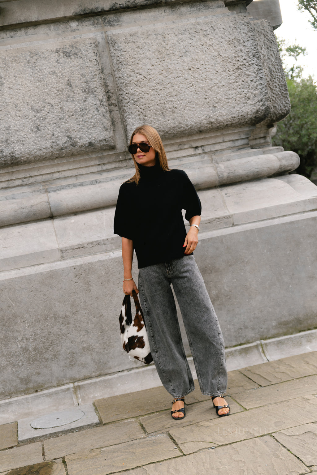 YASEmila 2/4 roll neck knit pullover black