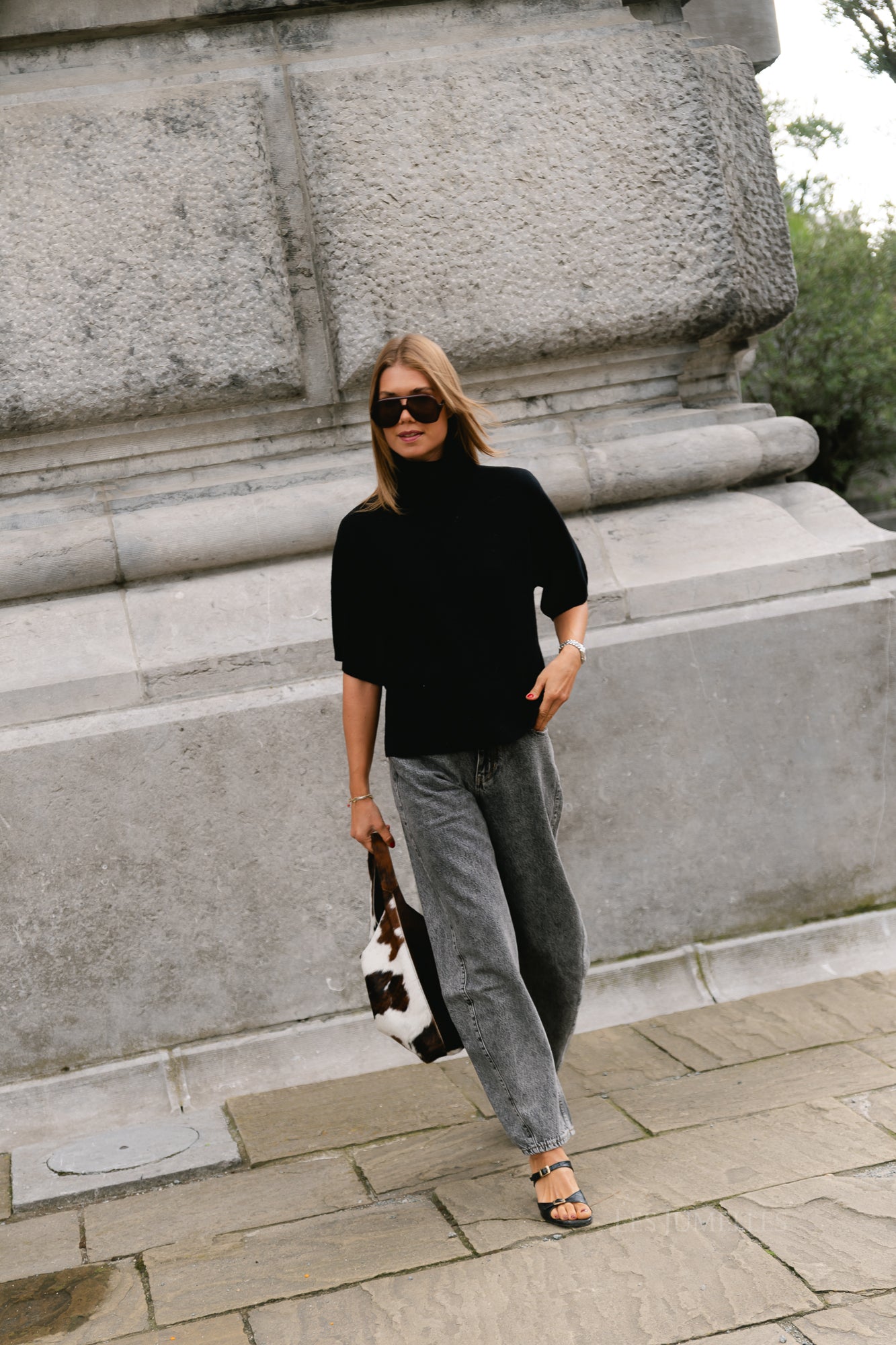 YASEmila 2/4 roll neck knit pullover black