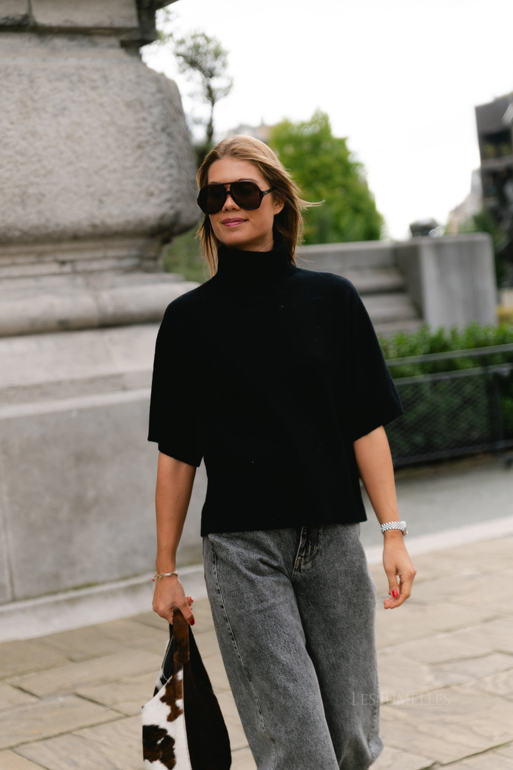 YASEmila 2/4 roll neck knit pullover black