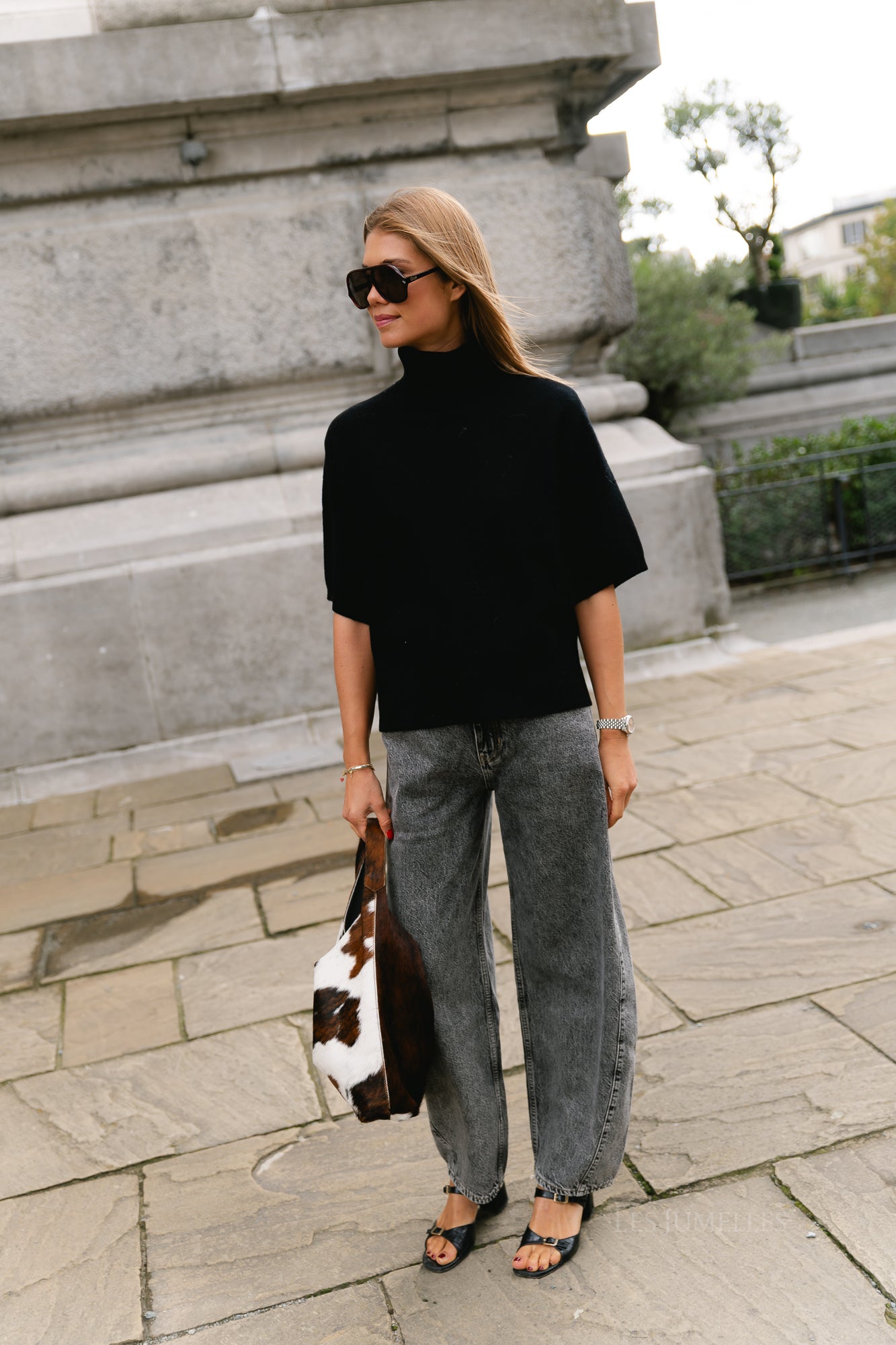 YASEmila 2/4 roll neck knit pullover black