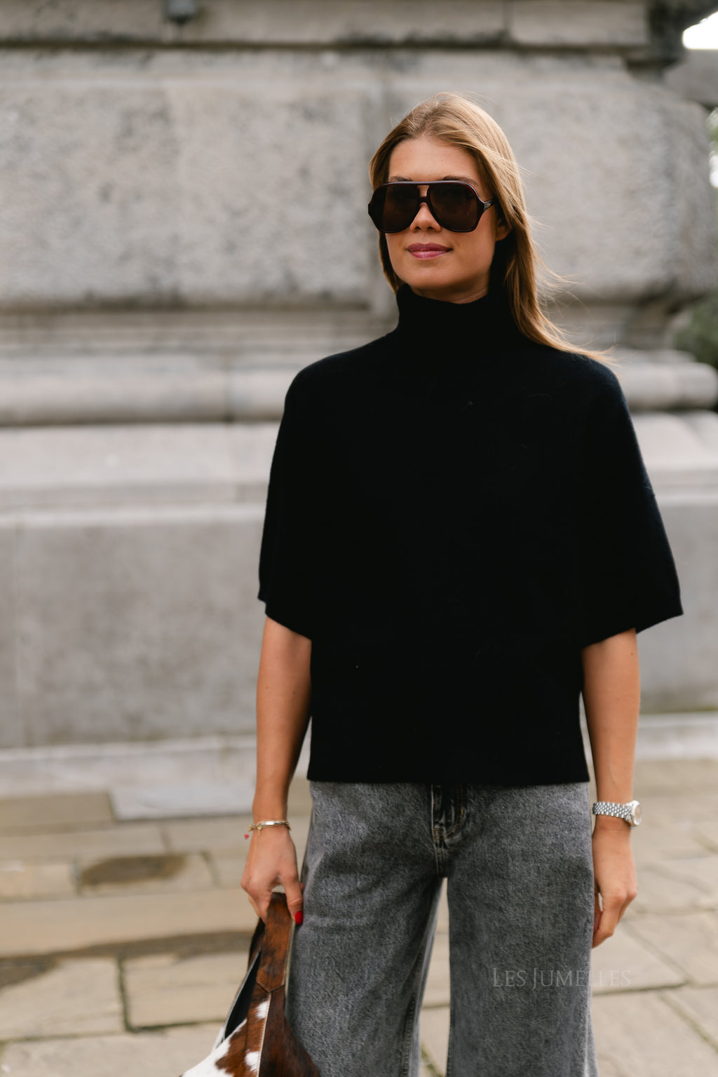 YASEmila 2/4 roll neck knit pullover black