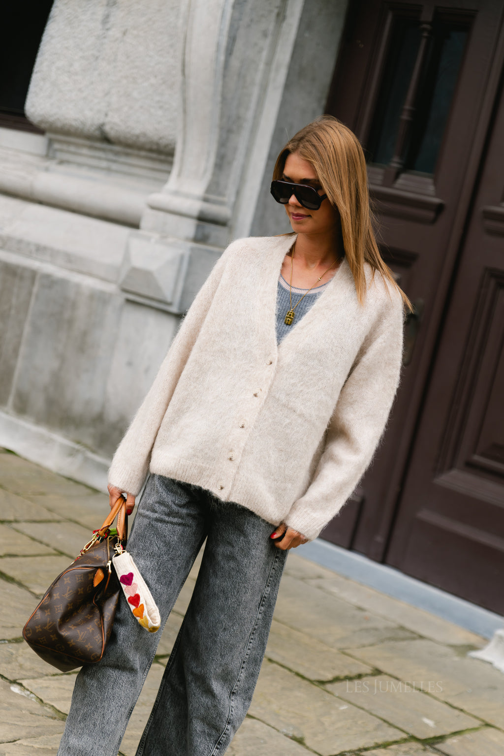 OBJHarry LS LO knit cardigan NOOS birch/melange