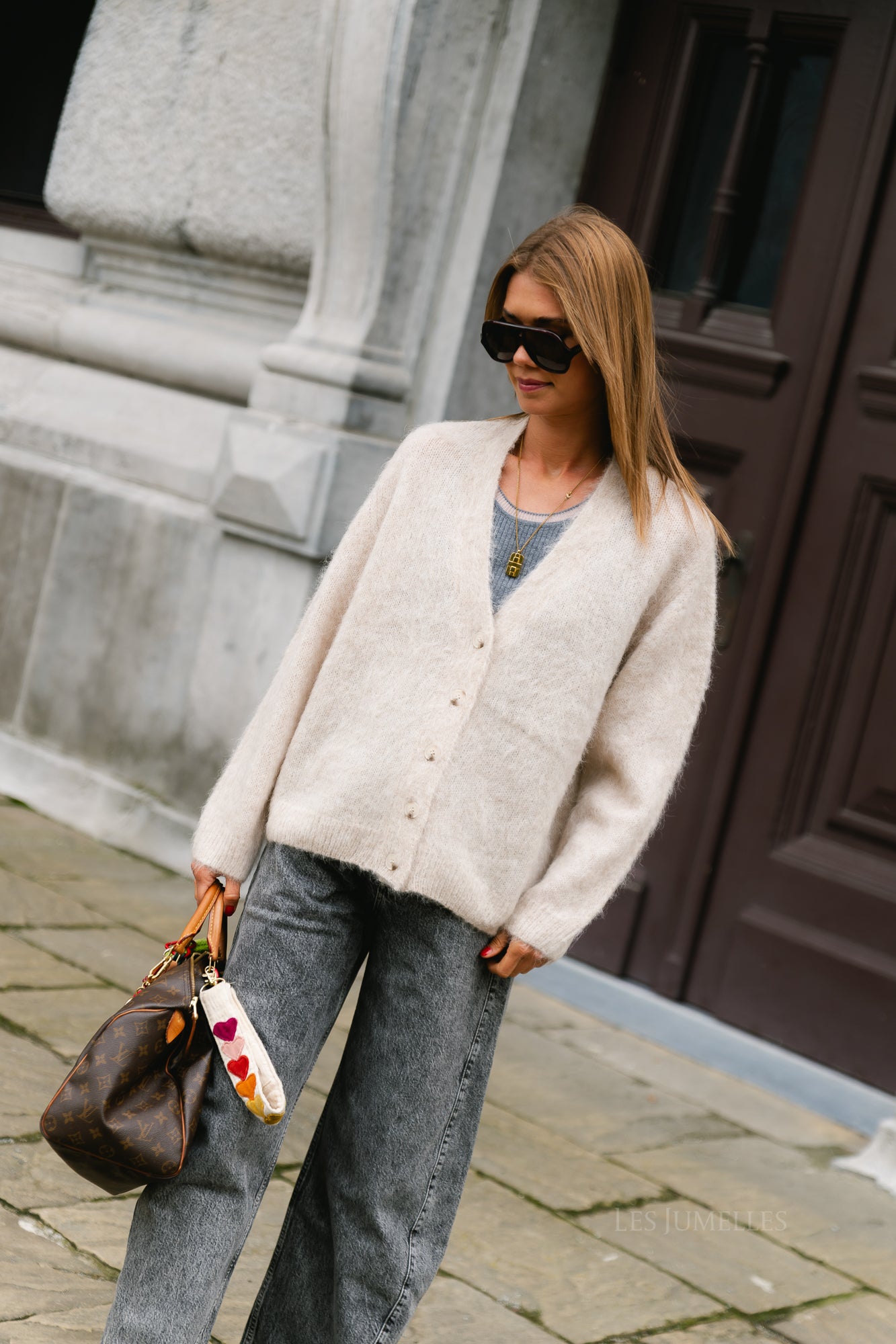OBJHarry LS LO knit cardigan NOOS birch/melange