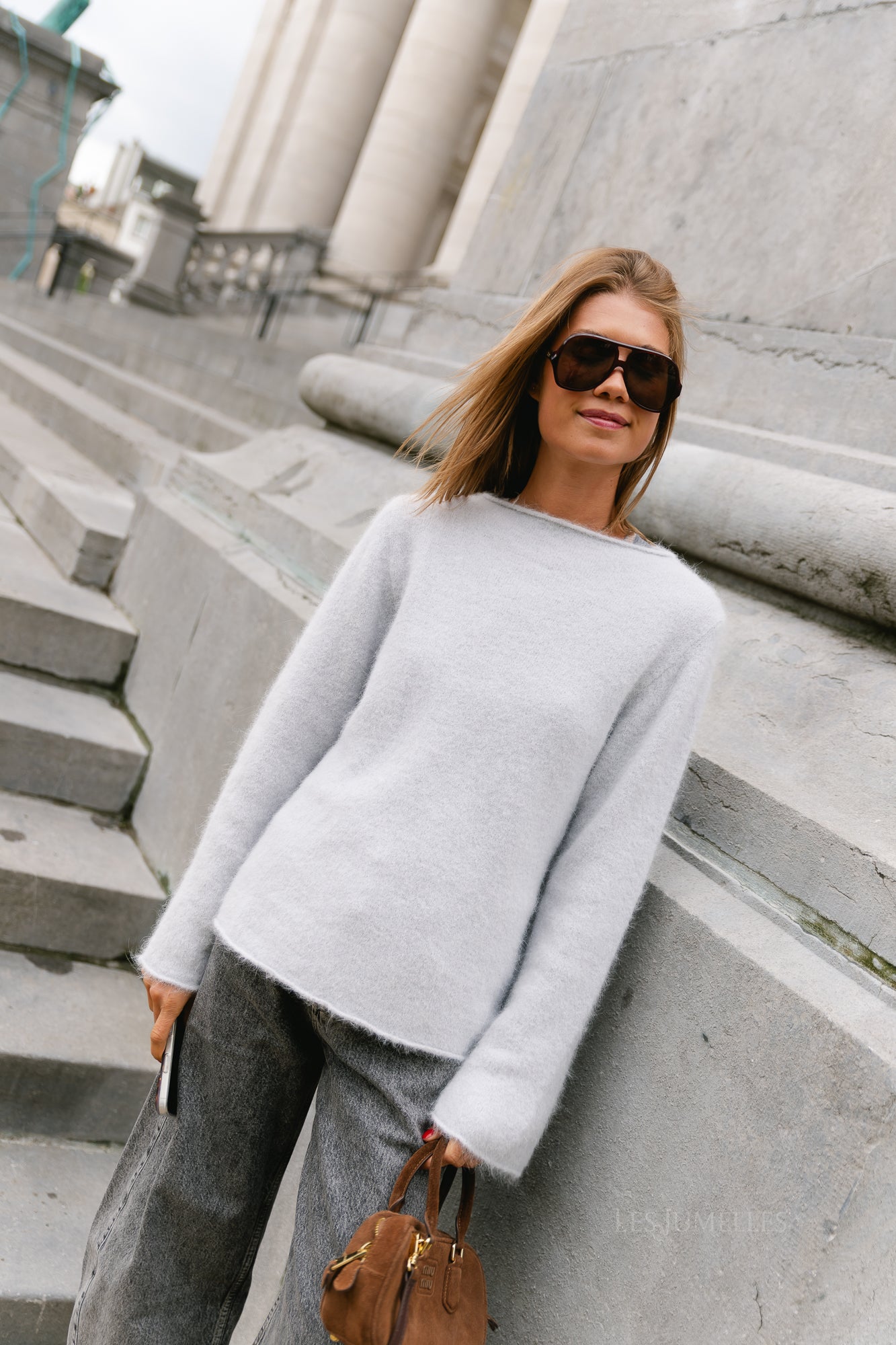 Cecile LS knitted jumper white