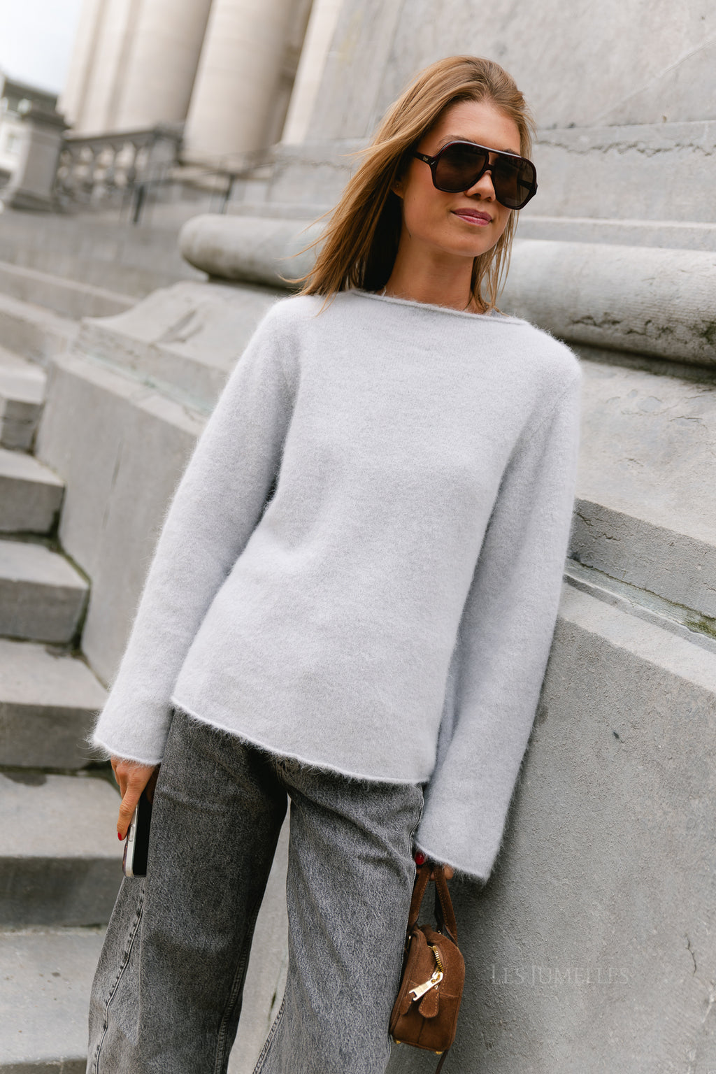 Cecile LS knitted jumper light grey