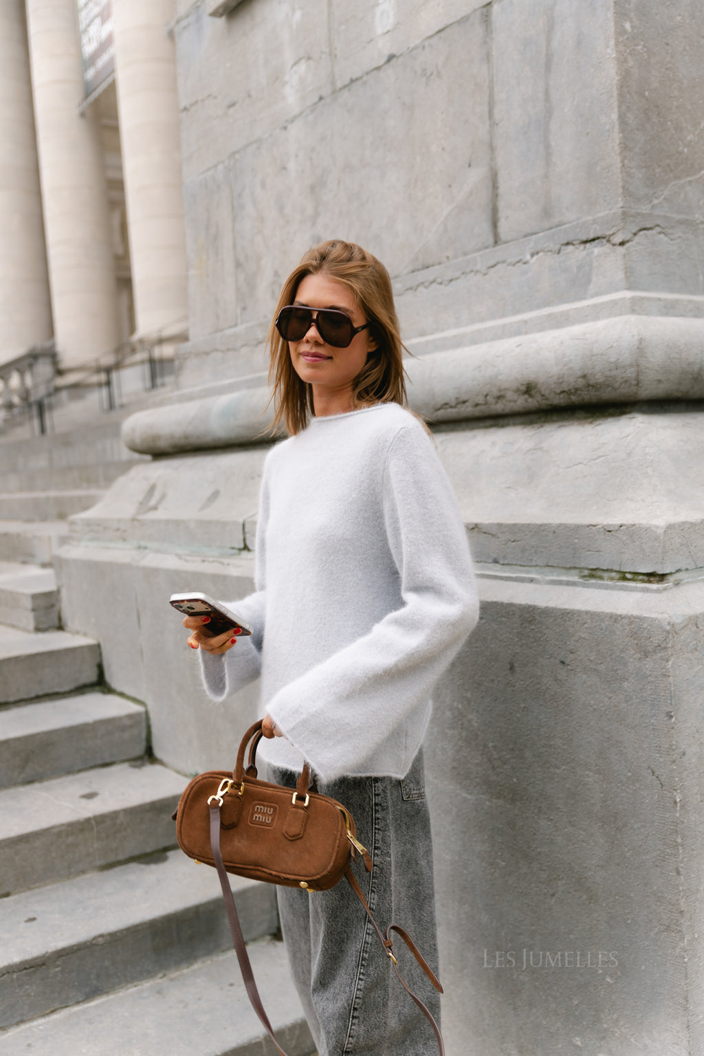 Cecile LS knitted jumper white
