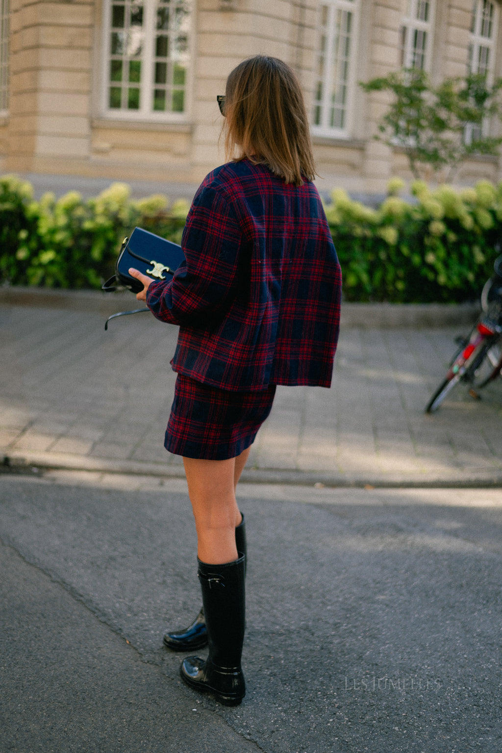 Aino wool jacket blue and red check