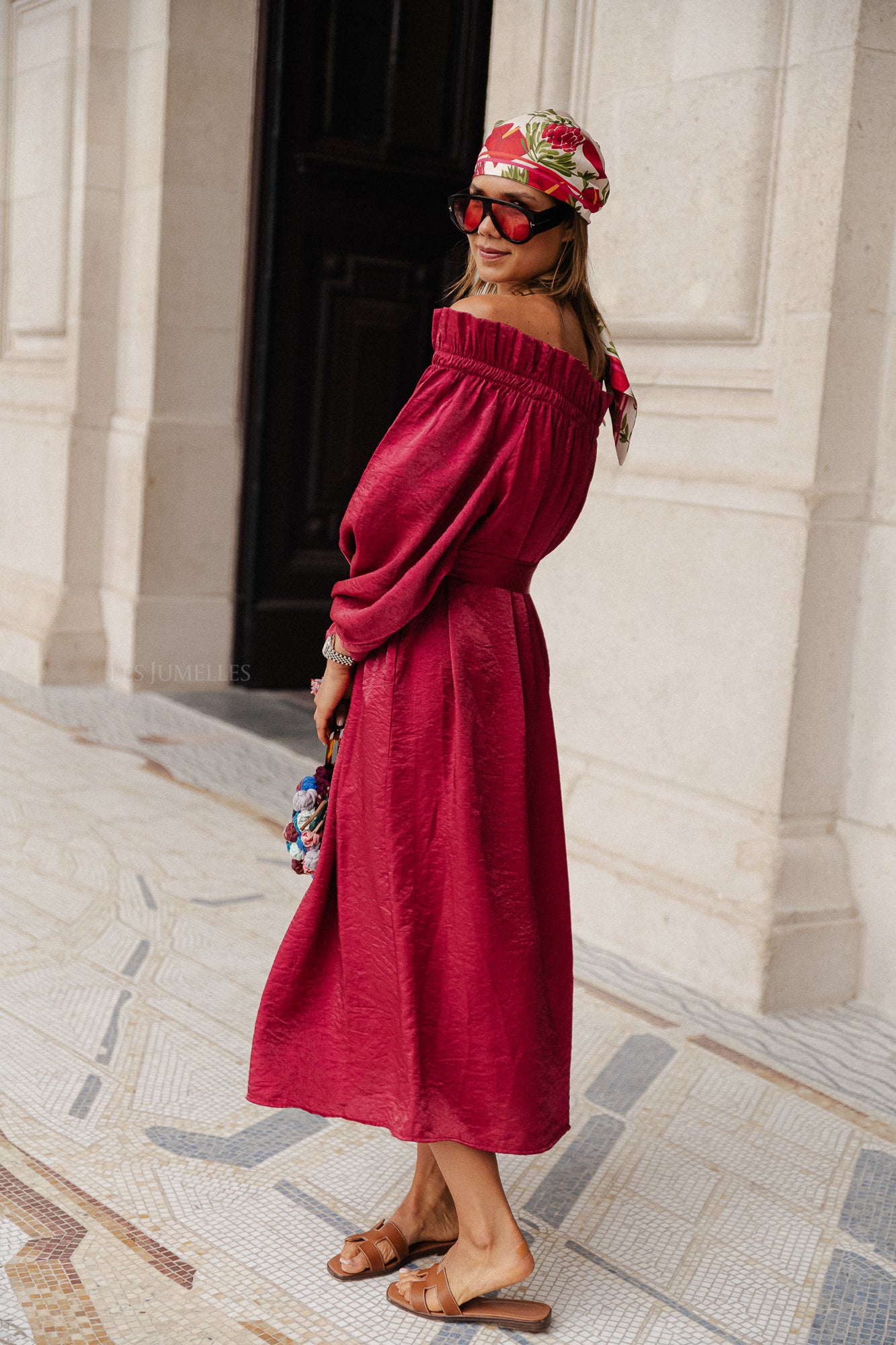 Ophelia off shoulder dress burgundy