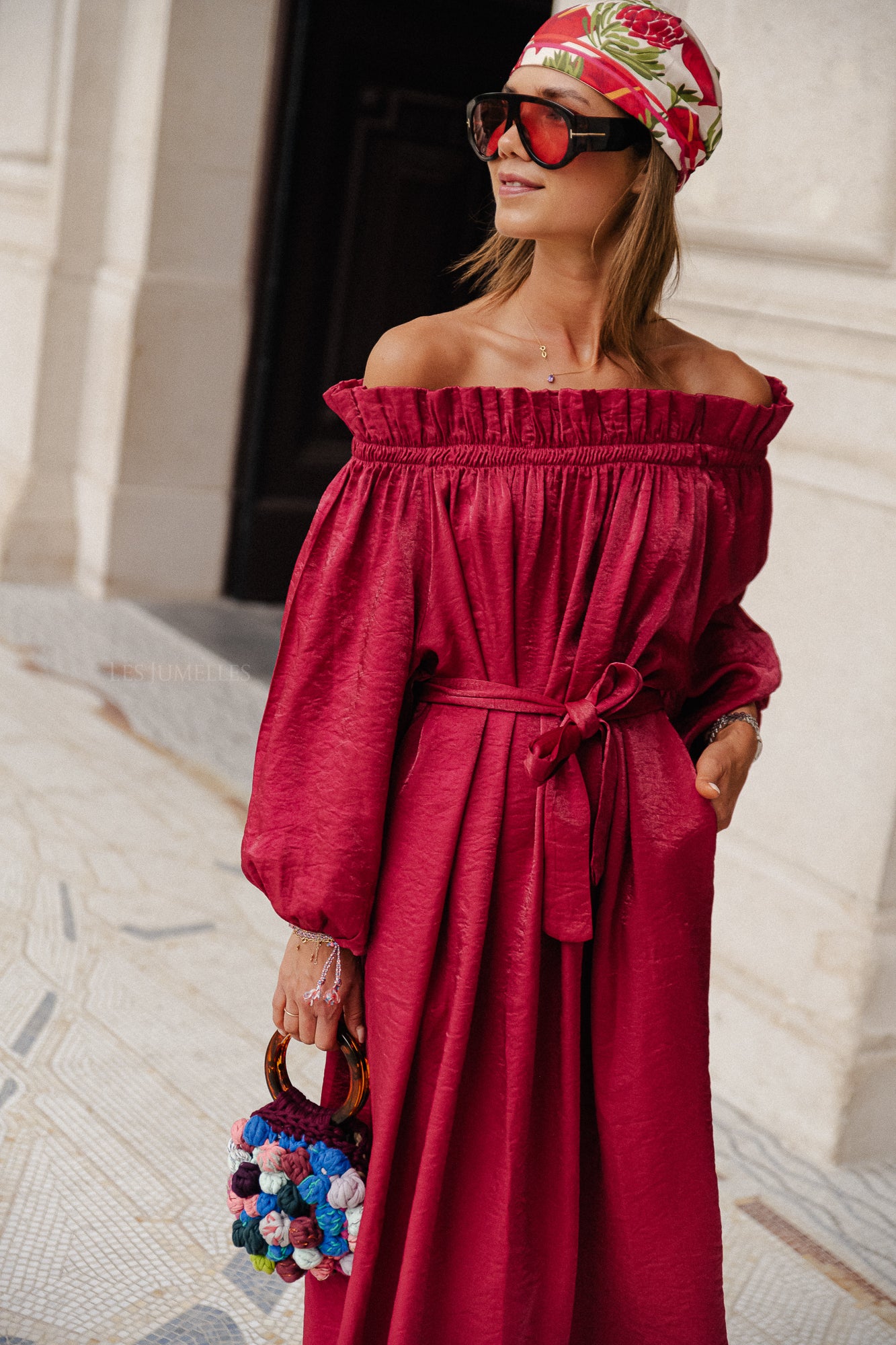 Ophelia off shoulder dress burgundy