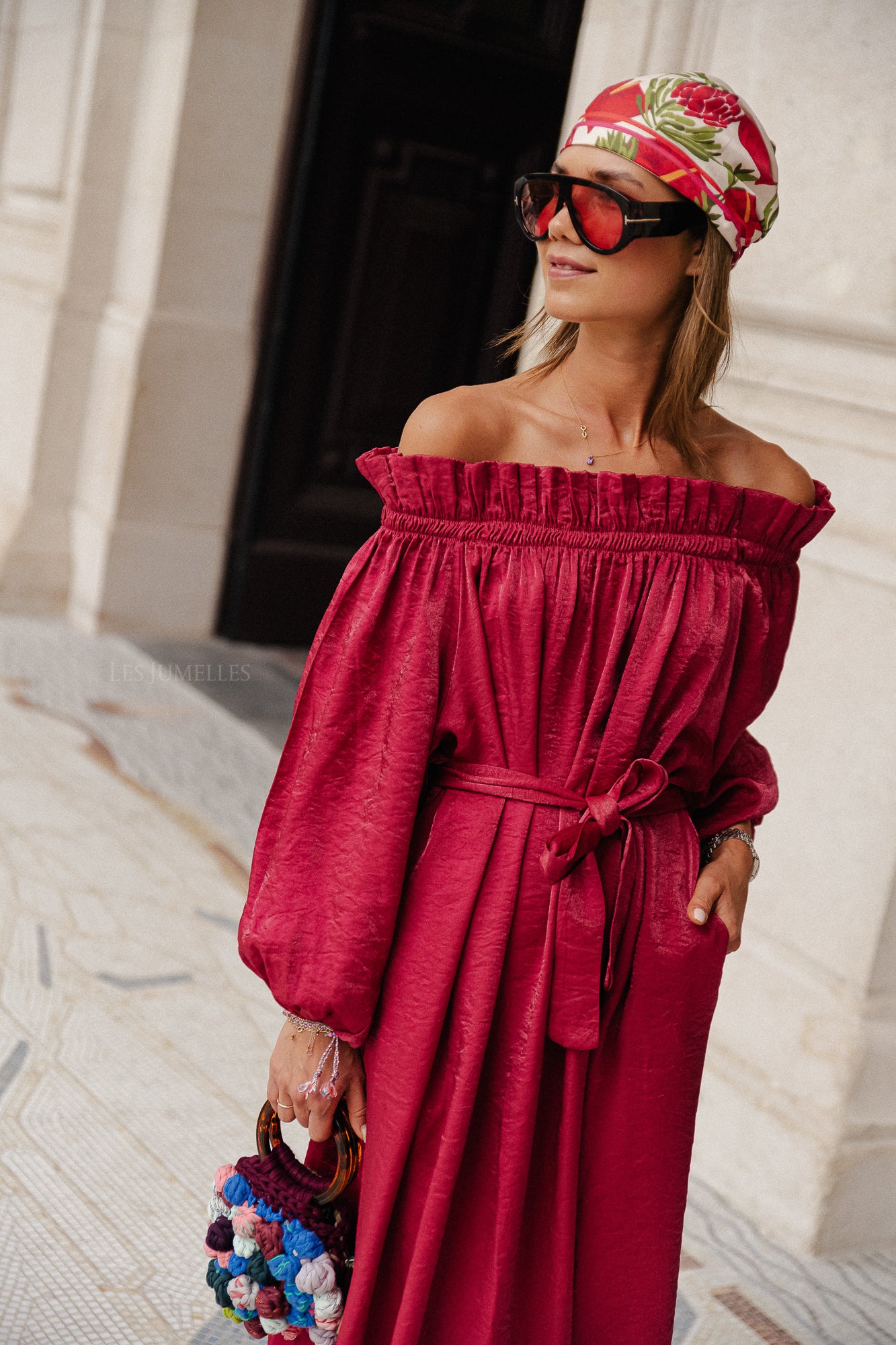 Ophelia off shoulder dress burgundy