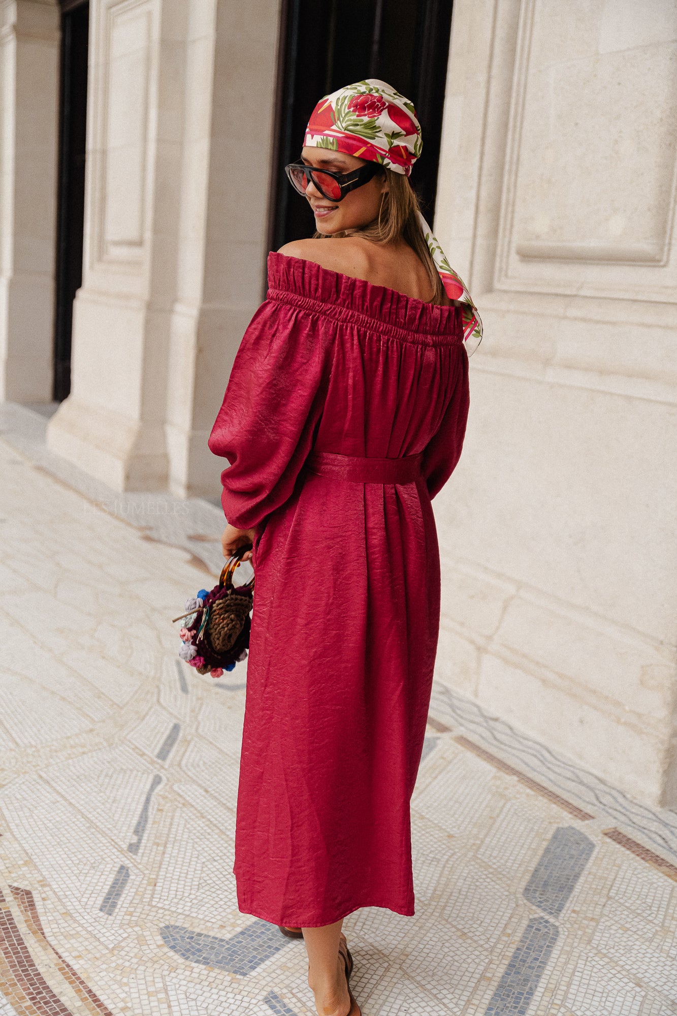 Ophelia off shoulder dress burgundy