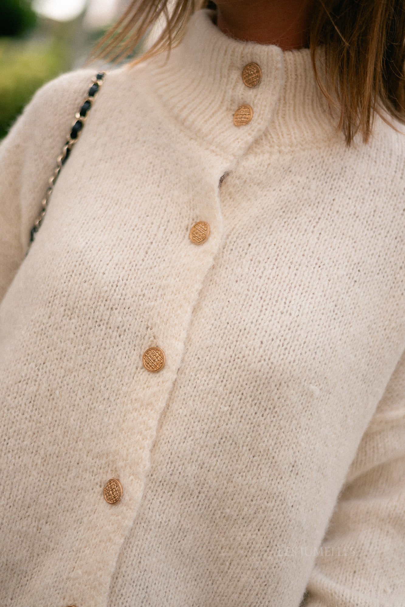 VISena highneck L/S knit cardigan birch