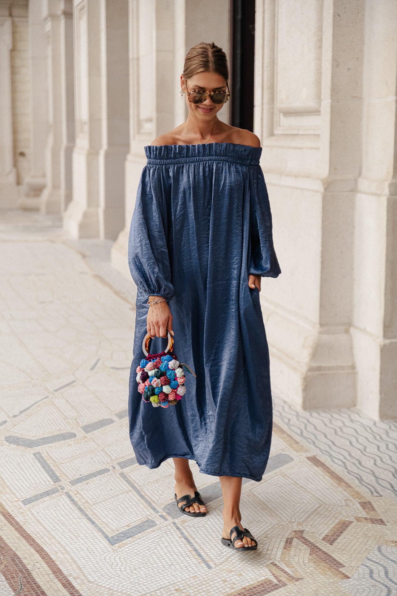 Ophelia off shoulder dress blue