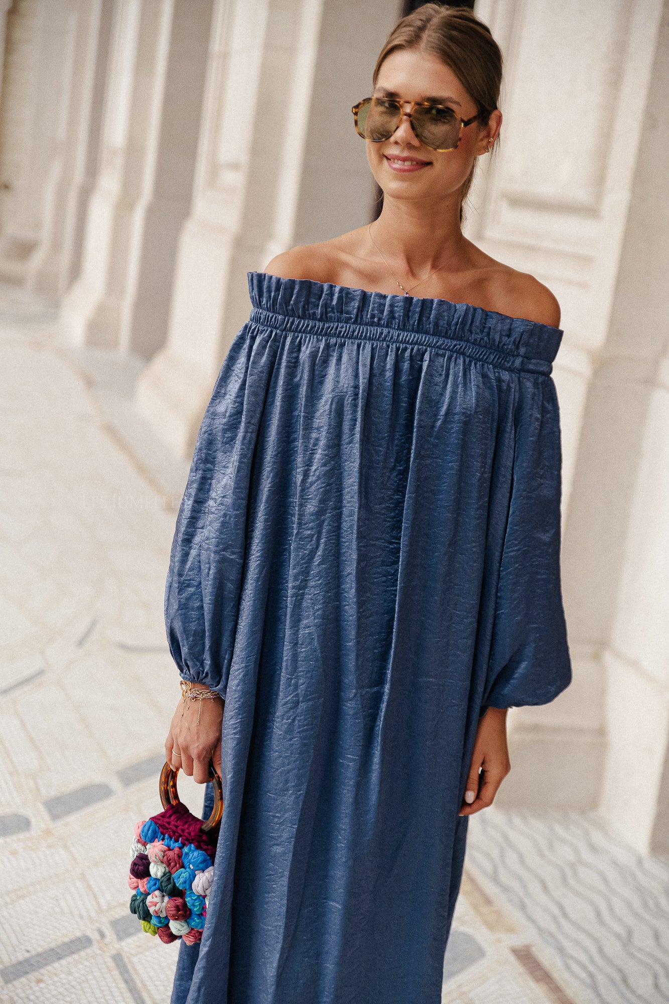 Ophelia off shoulder dress blue