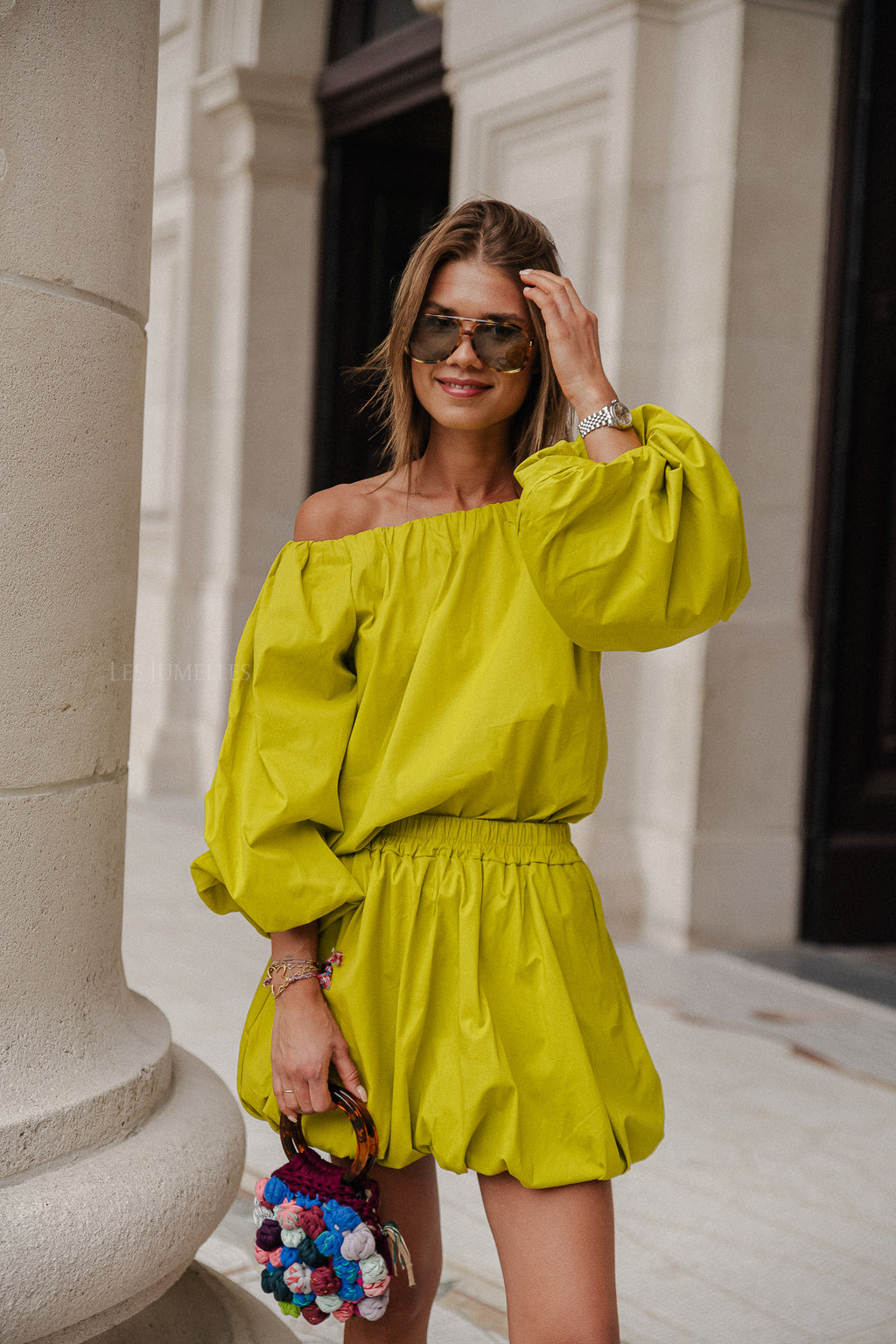 Fran mini balloon skirt cress green