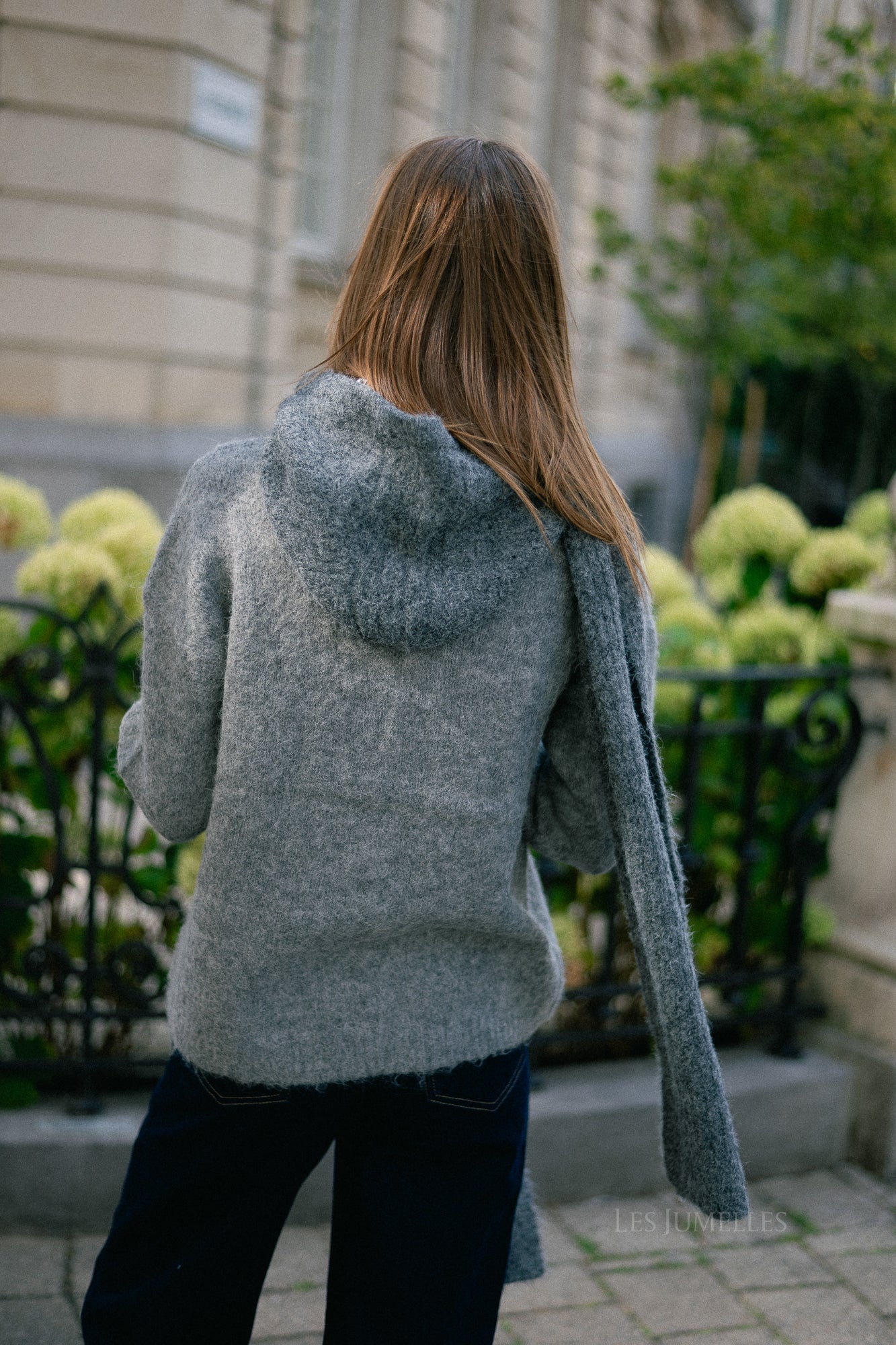 VIBennu funnelneck LS knit top medium gray melange