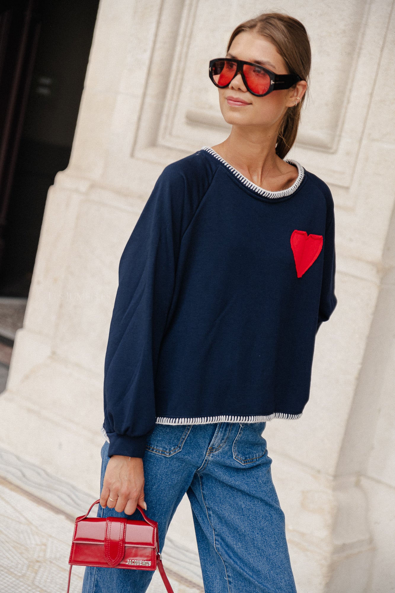 Love sweater marineblauw