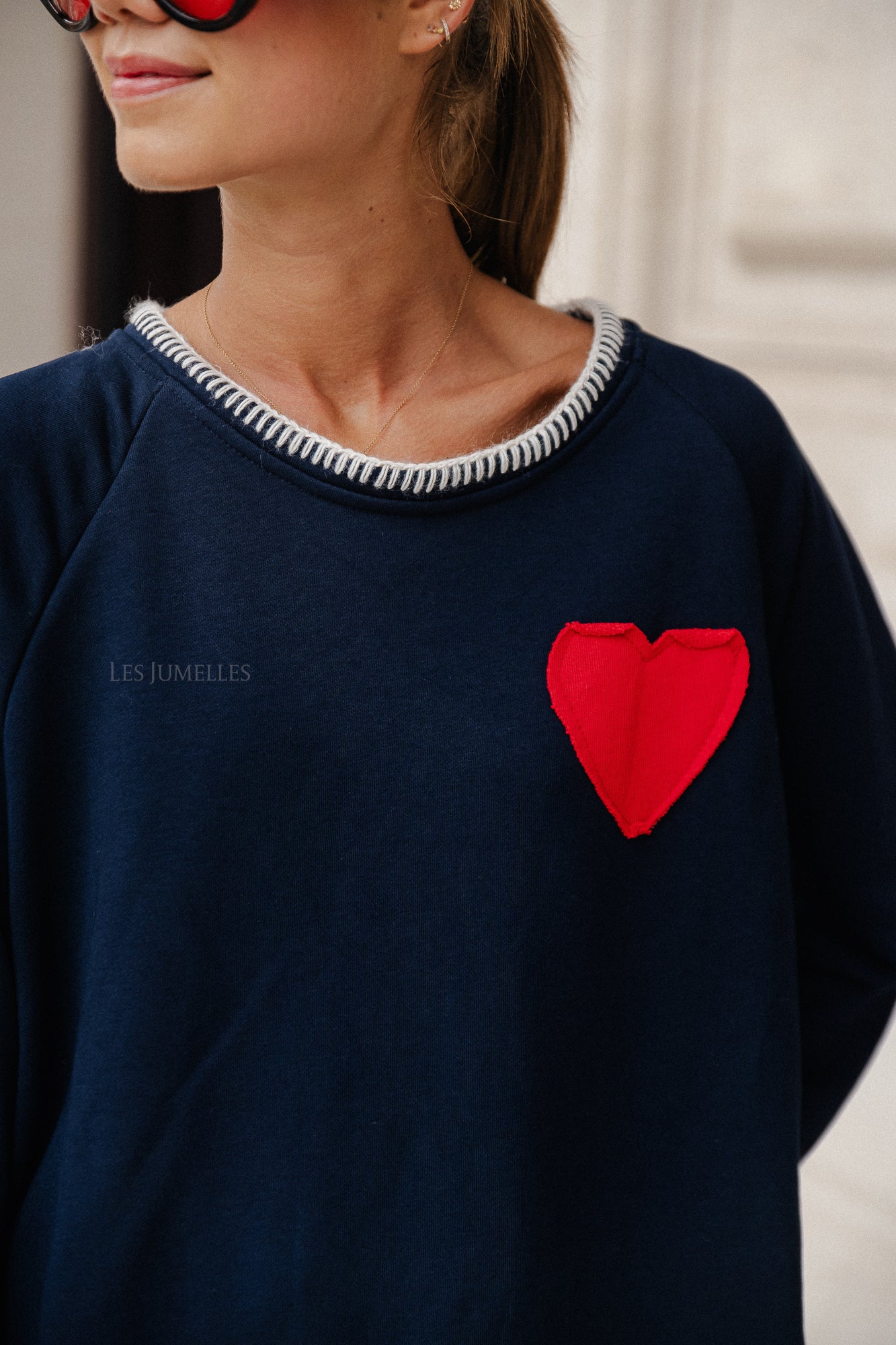 Love sweater marineblauw