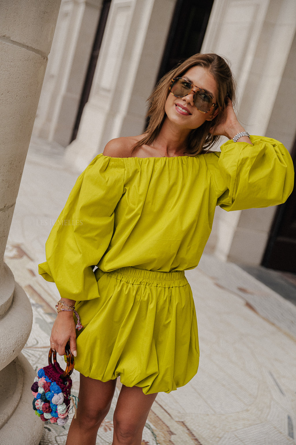 Fran mini balloon skirt cress green
