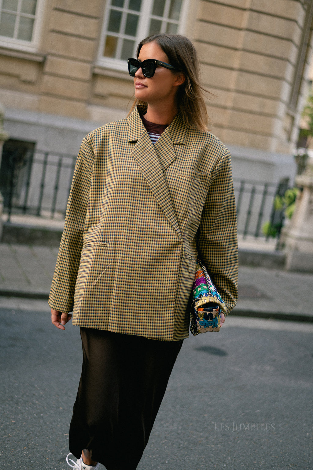 Chloe checkered blazer mustard