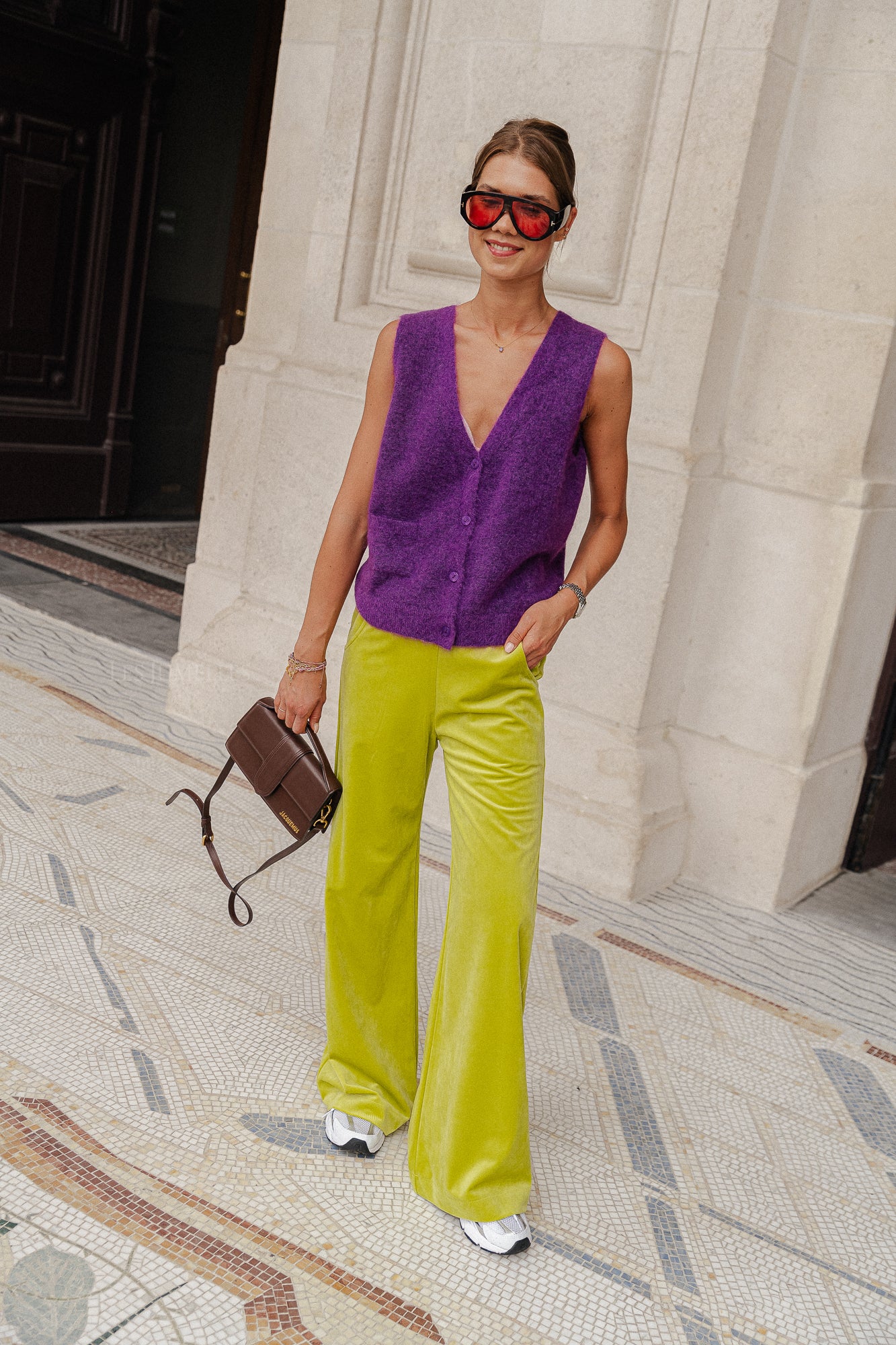 Pantalon en velours Renée citron vert