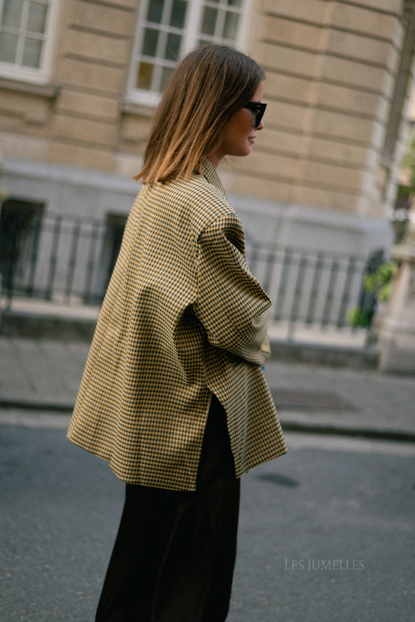 Chloe checkered blazer mustard