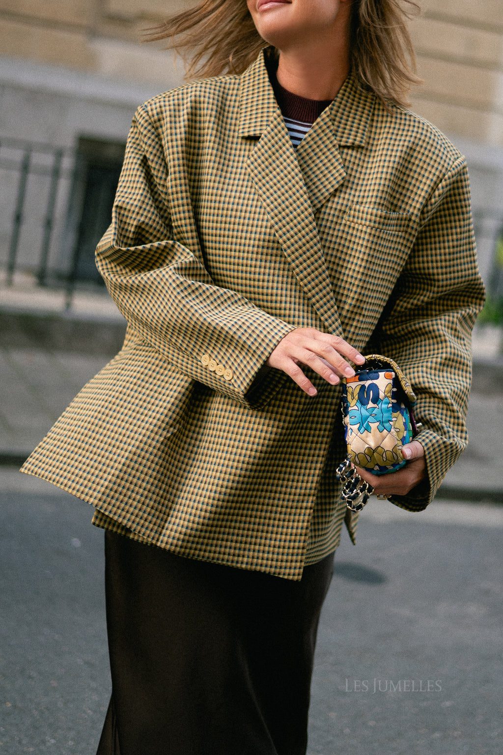 Chloe checkered blazer mustard