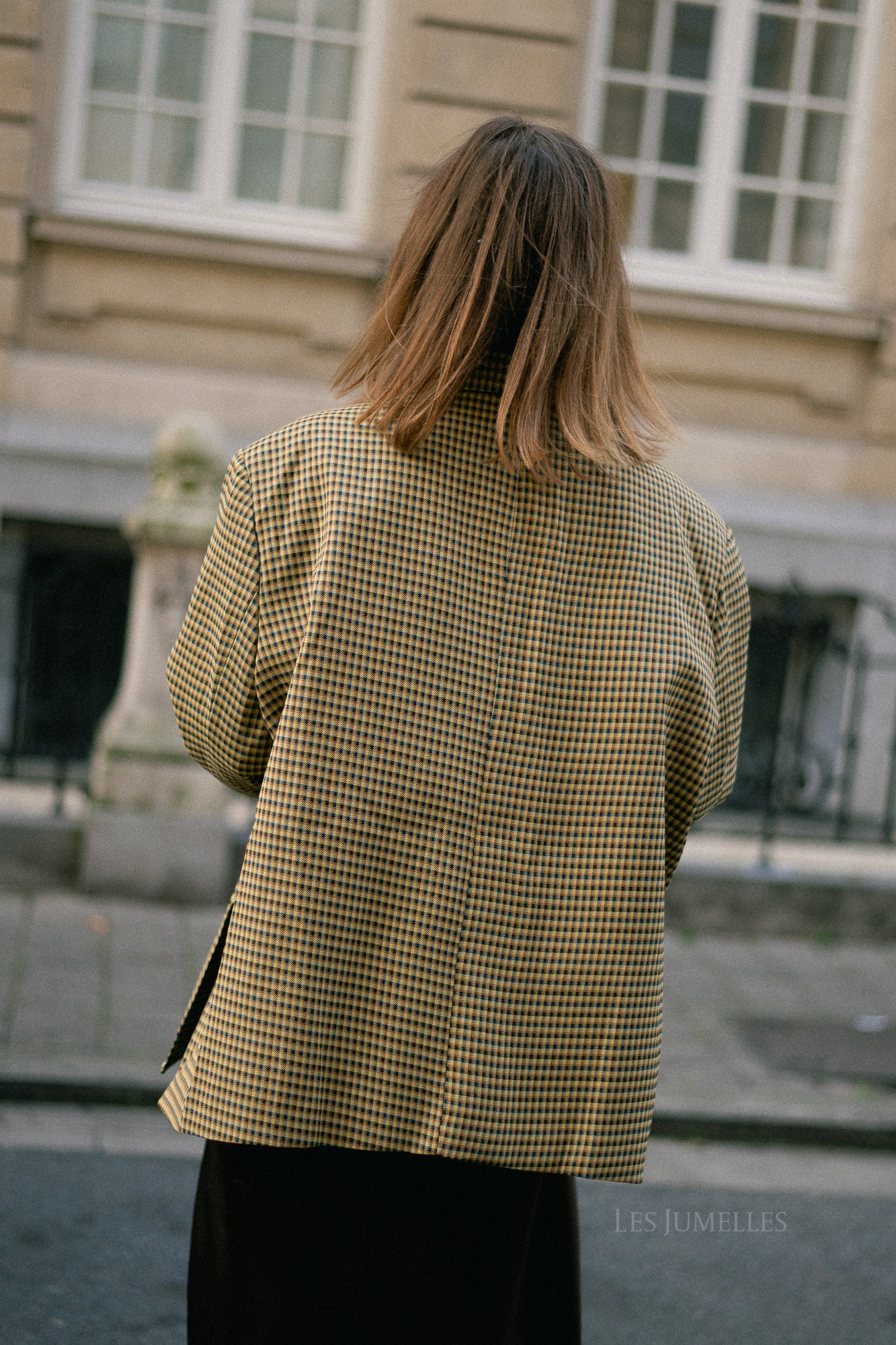 Chloe checkered blazer mustard
