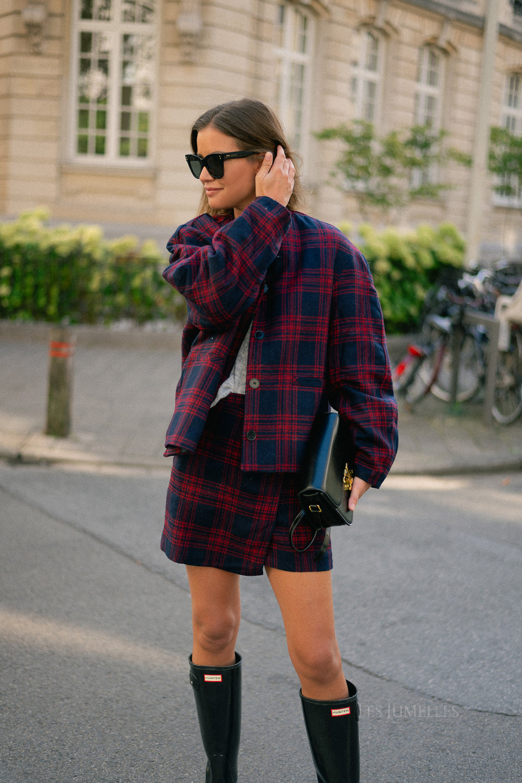 Aino wool jacket blue and red check