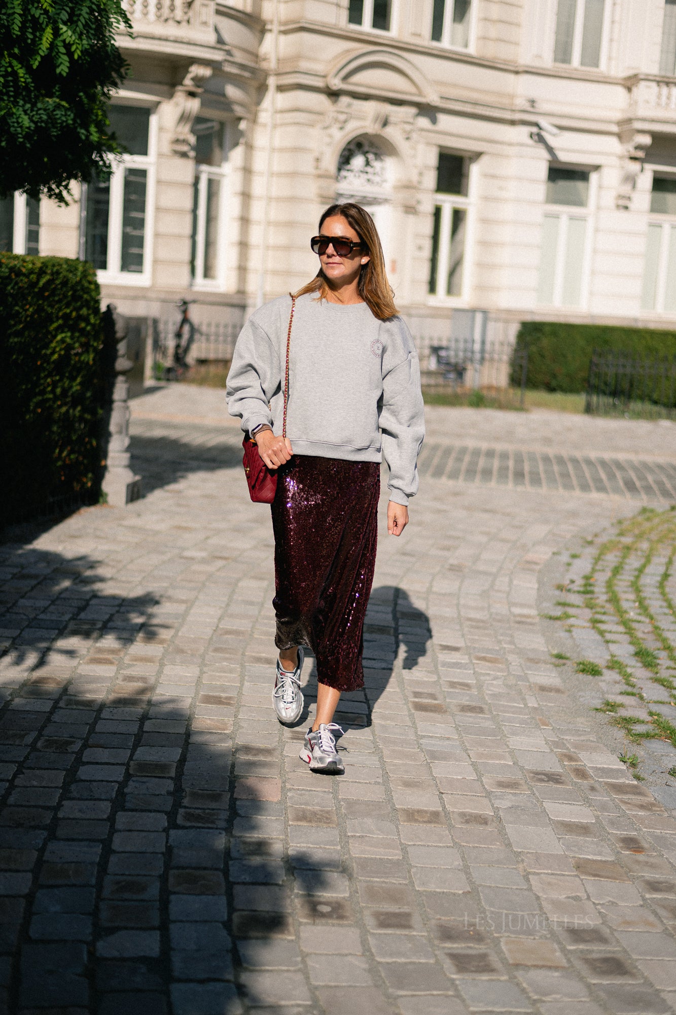 YASRoyalina HMW sequin ankle skirt port royale