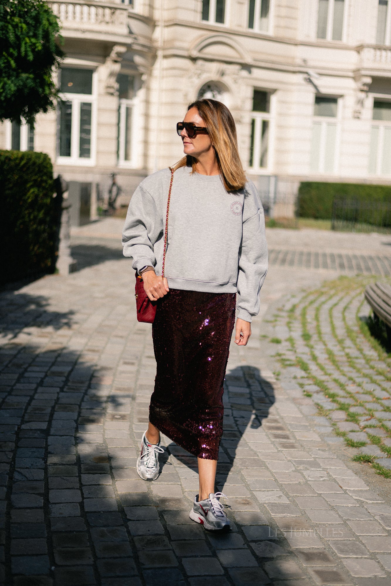 YASRoyalina HMW sequin ankle skirt port royale