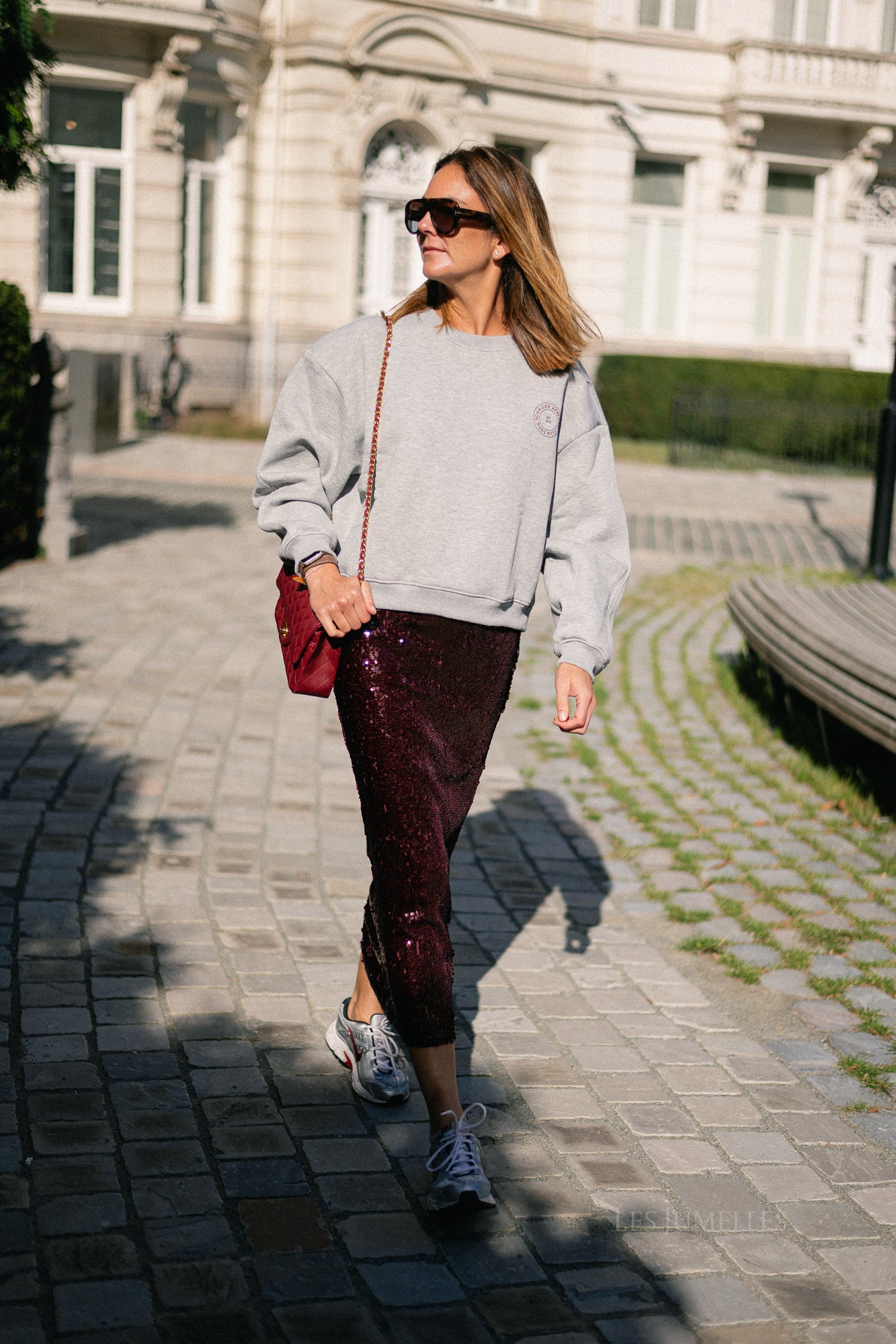 YASRoyalina HMW sequin ankle skirt port royale