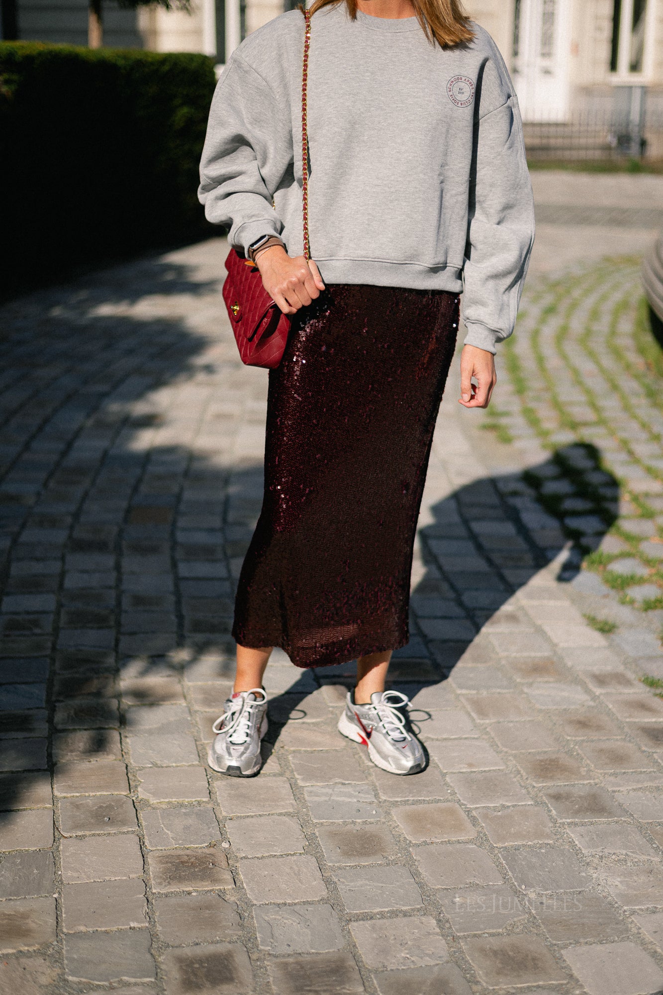 YASRoyalina HMW sequin ankle skirt port royale