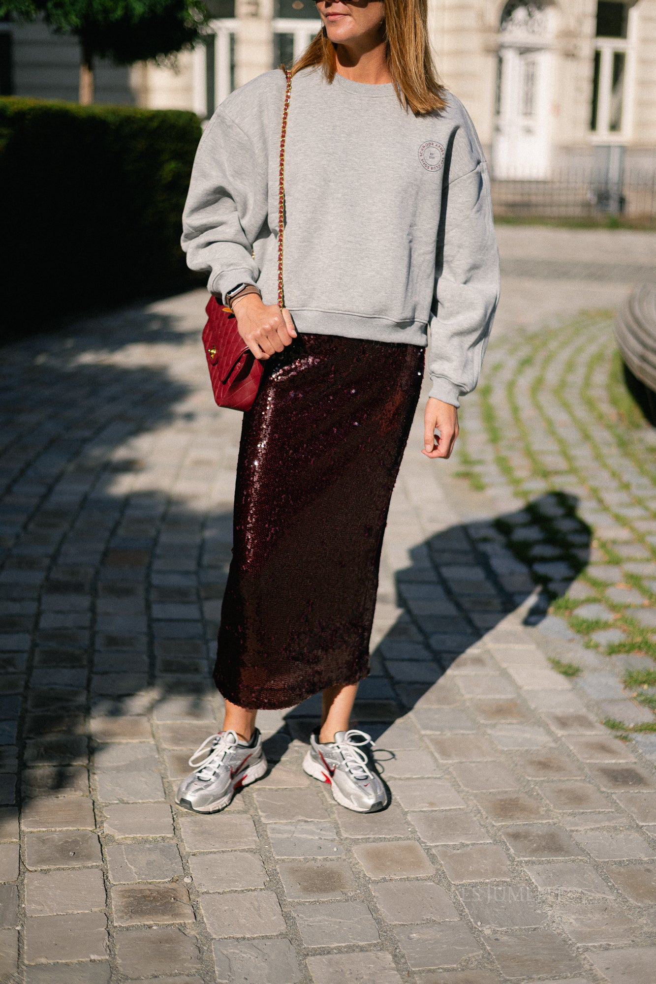 YASRoyalina HMW sequin ankle skirt port royale