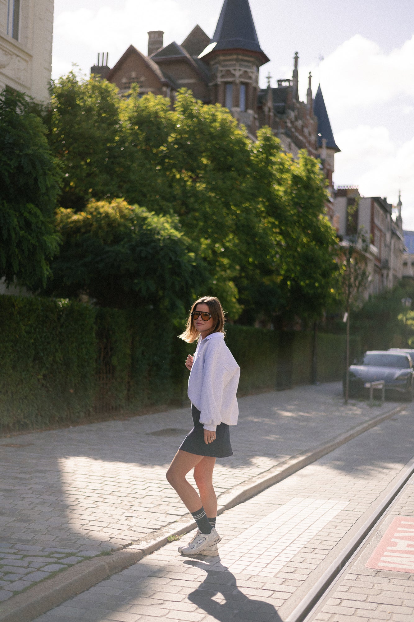 Pepper polo-style sweatshirt light grey melange